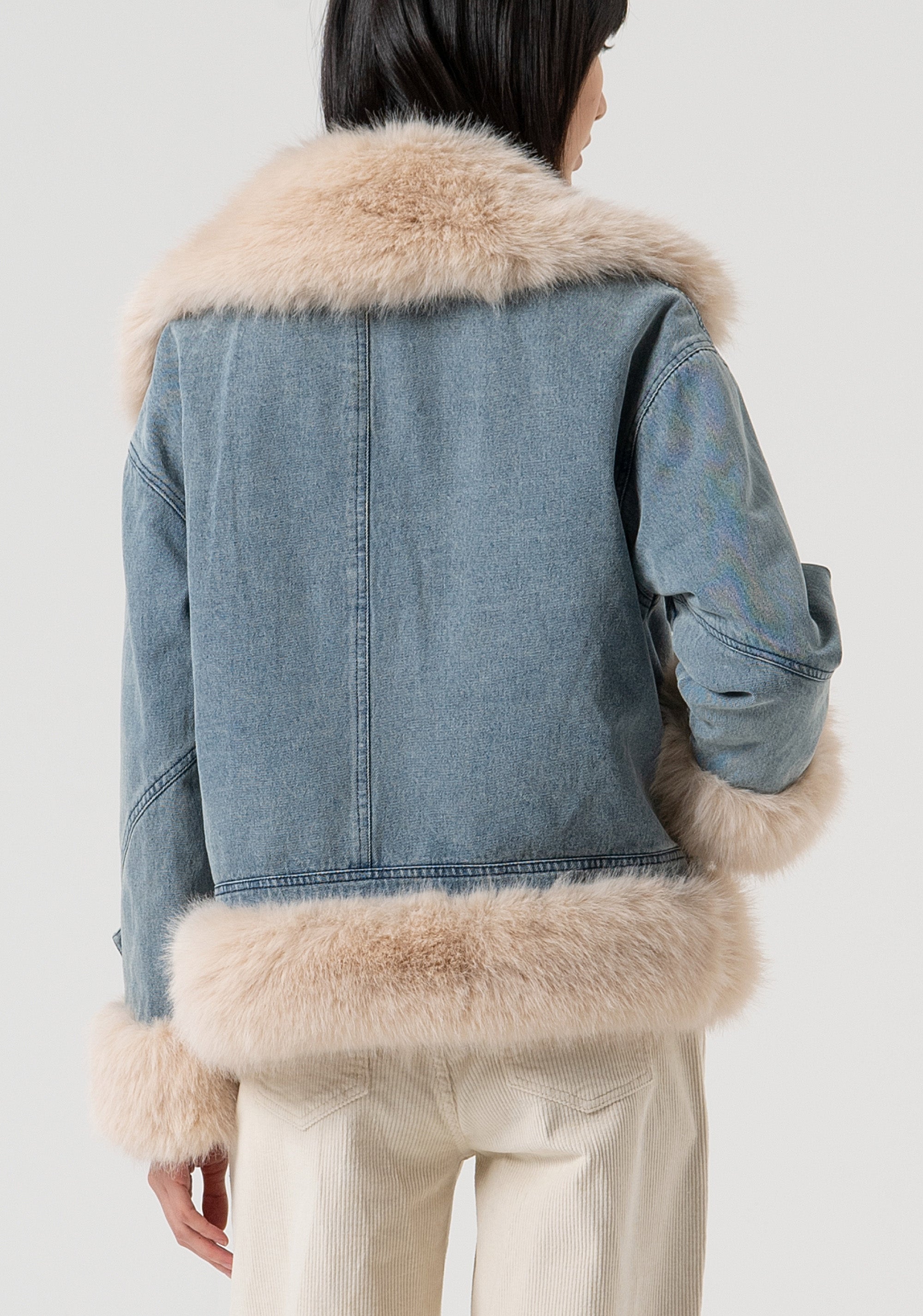 Giacca over modello biker in denim con lavaggio vintage FP25WJ4010D40904-337 Fracomina