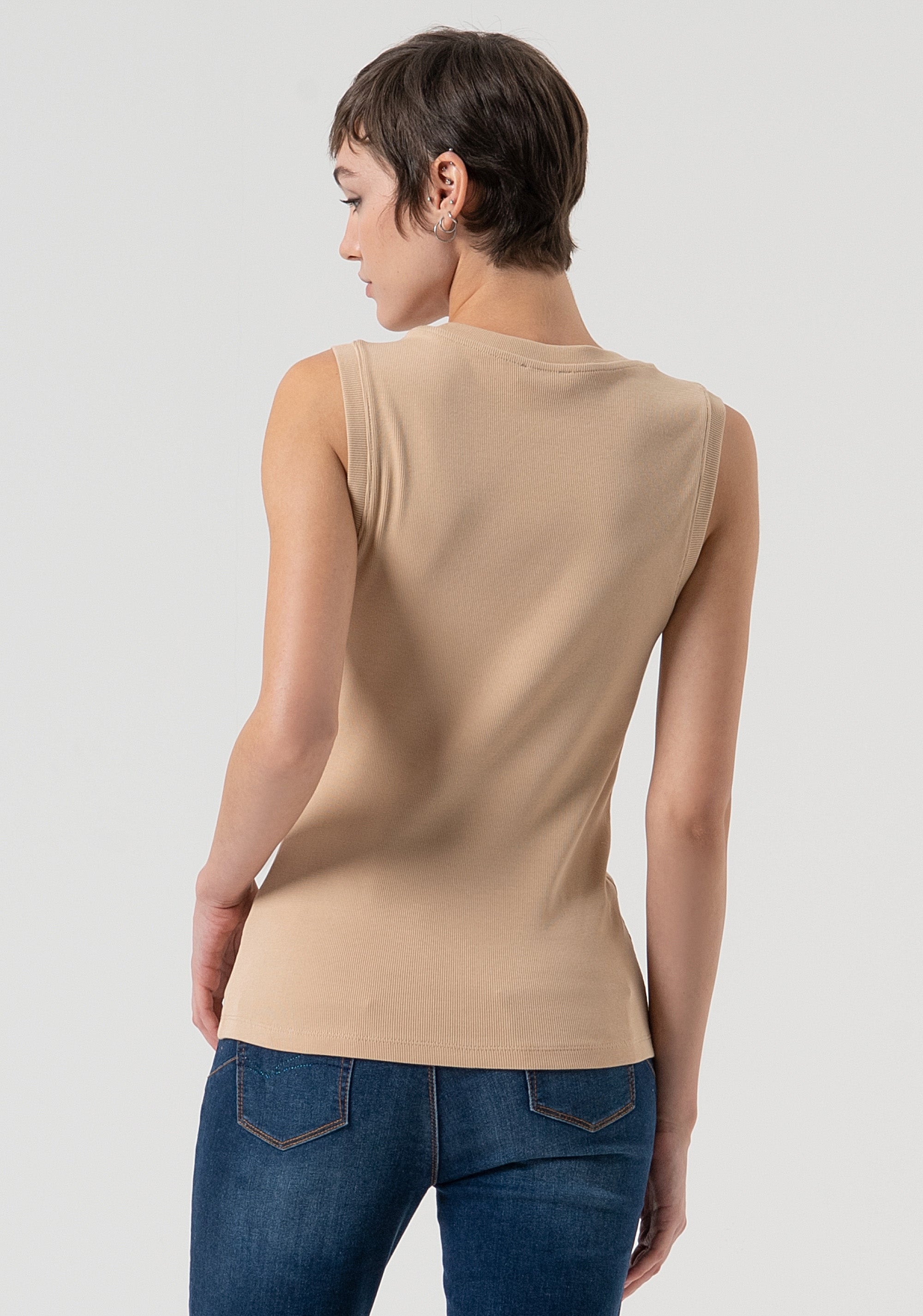 Top senza maniche in jersey di cotone FP25WT2001J40101-L20 Fracomina