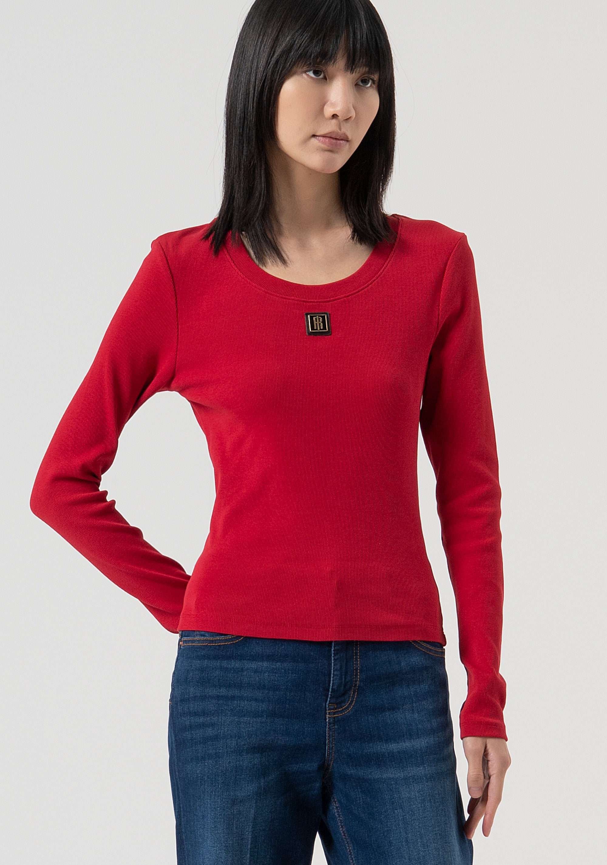 T-shirt slim in jersey di cotone FP25WT3034J40101-T51 Fracomina