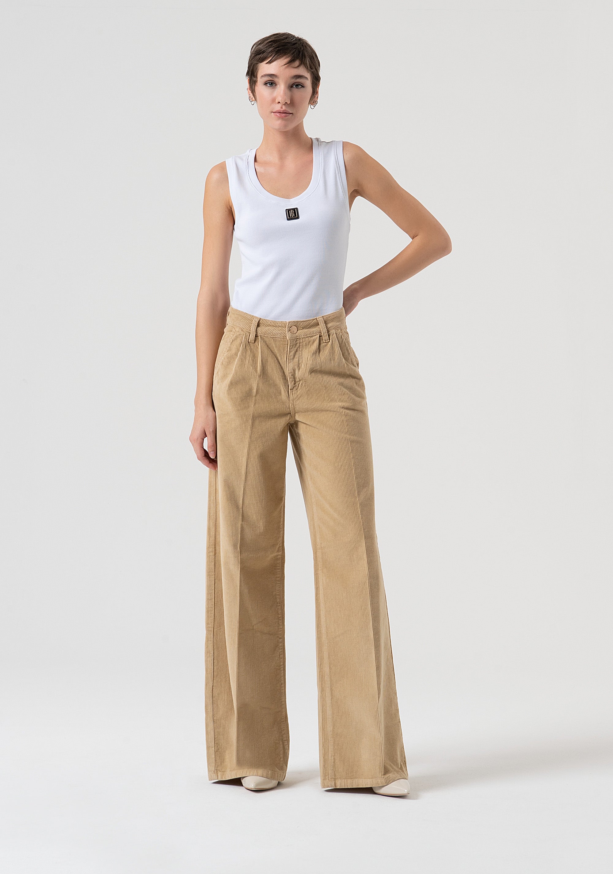 Pantaloni a palazzo in velluto FP25WV3016W56701-L20 Fracomina