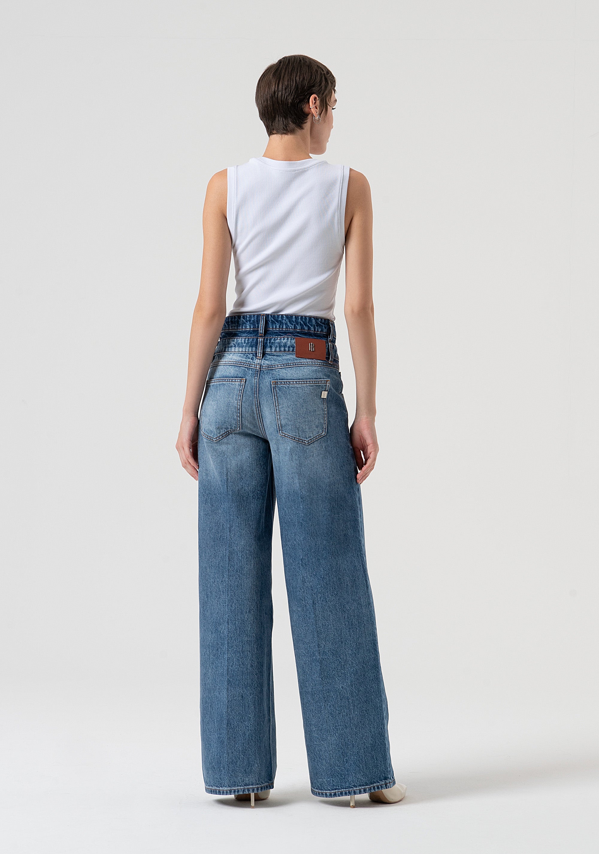 Jeans a palazzo in denim con lavaggio vintage FP25WV3020D41993-T63 Fracomina