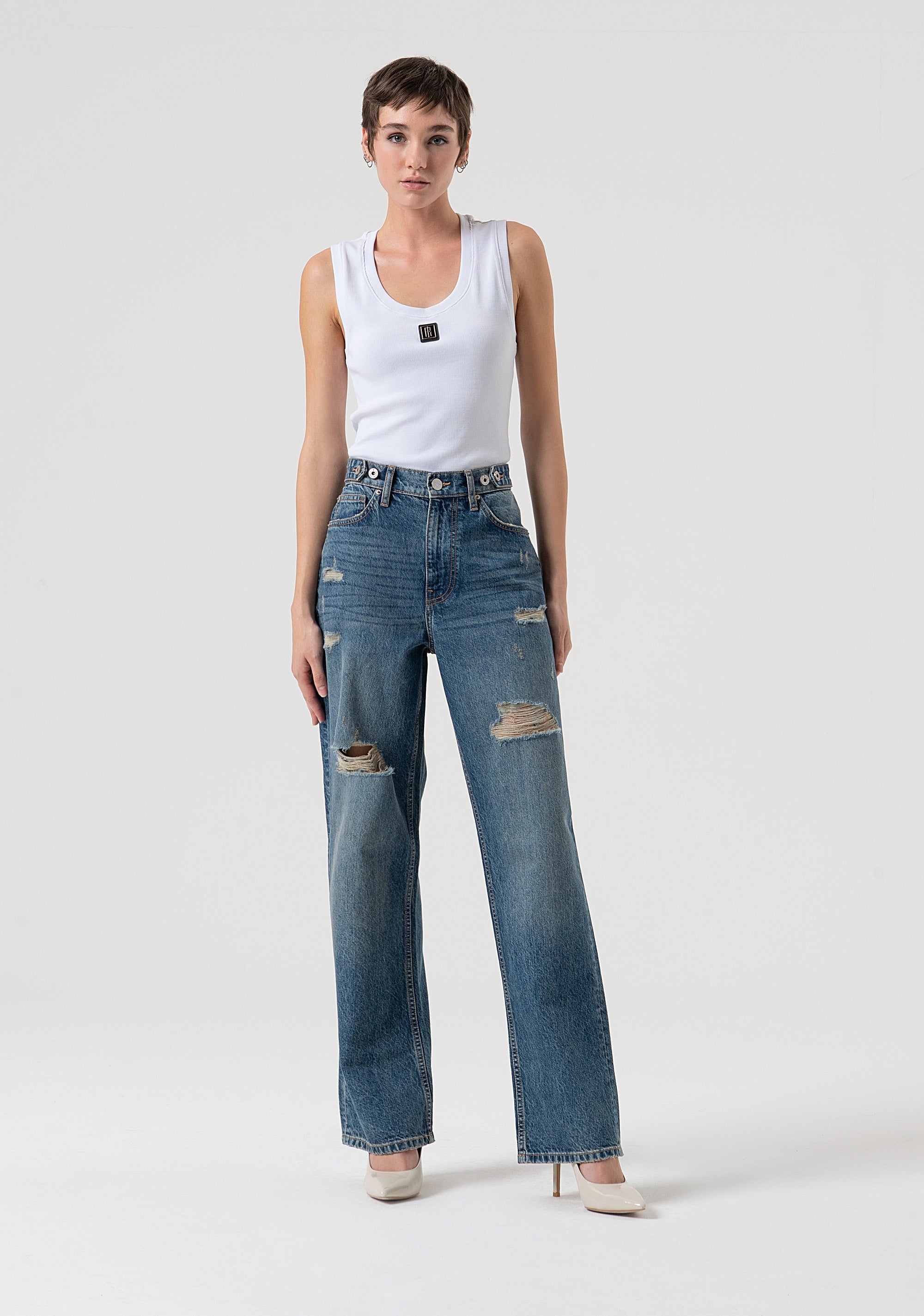 Jeans boyfriend in denim con lavaggio vintage FP25WV5007D41993-337 Fracomina