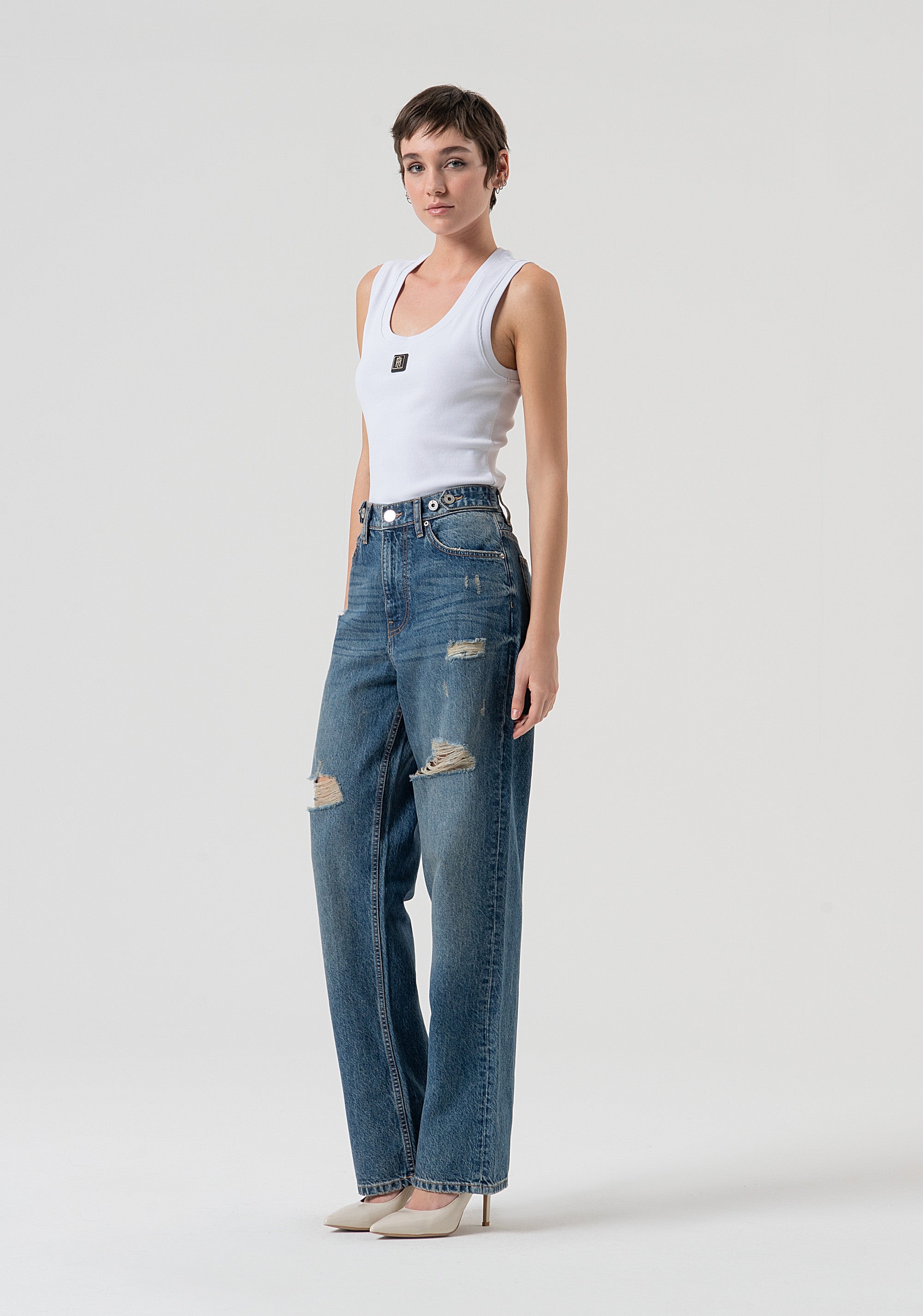 Jeans boyfriend in denim con lavaggio vintage FP25WV5007D41993-337 Fracomina