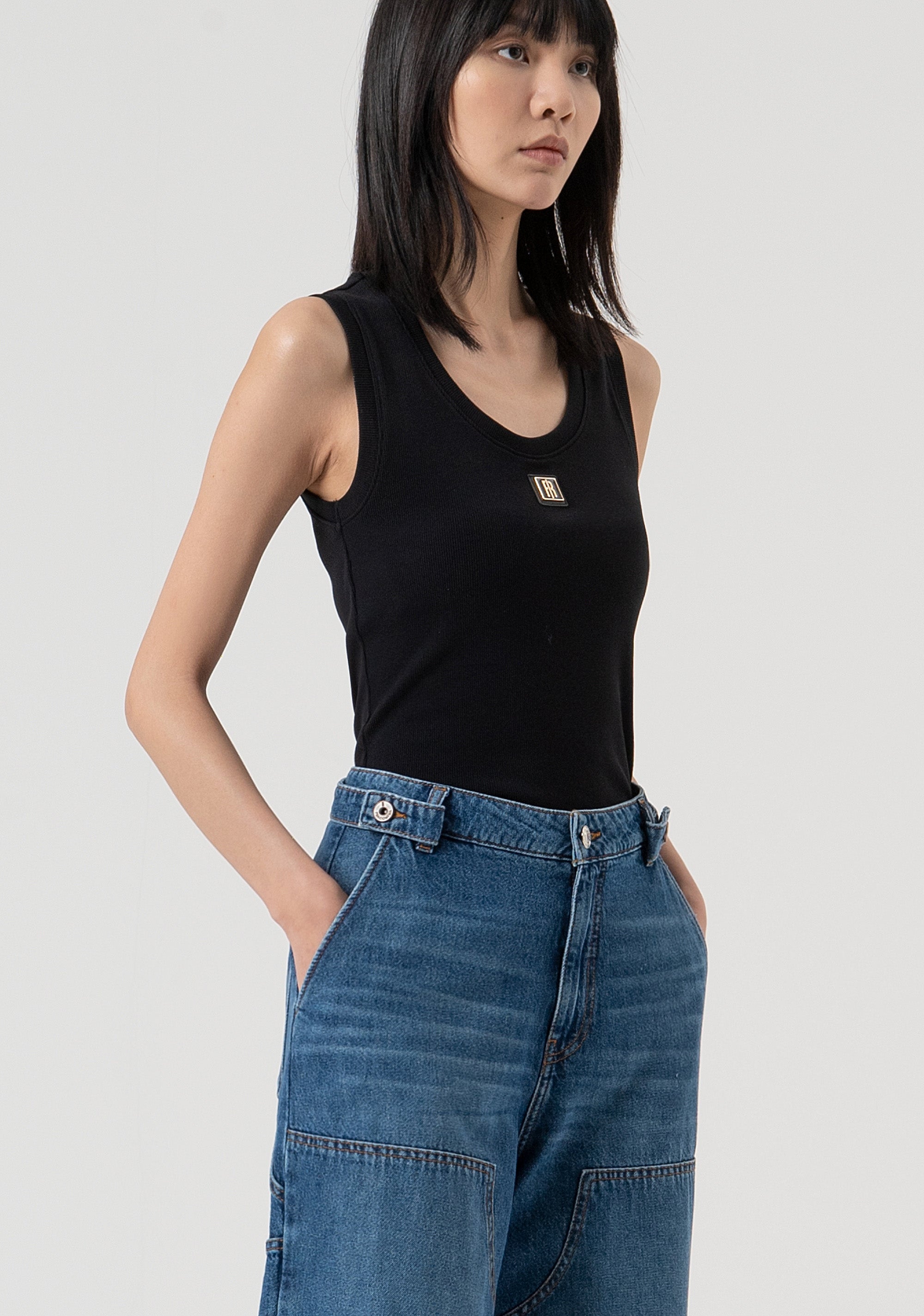 Jeans boyfriend cargo in denim con lavaggio vintage FP25WV5009D41993-349 Fracomina