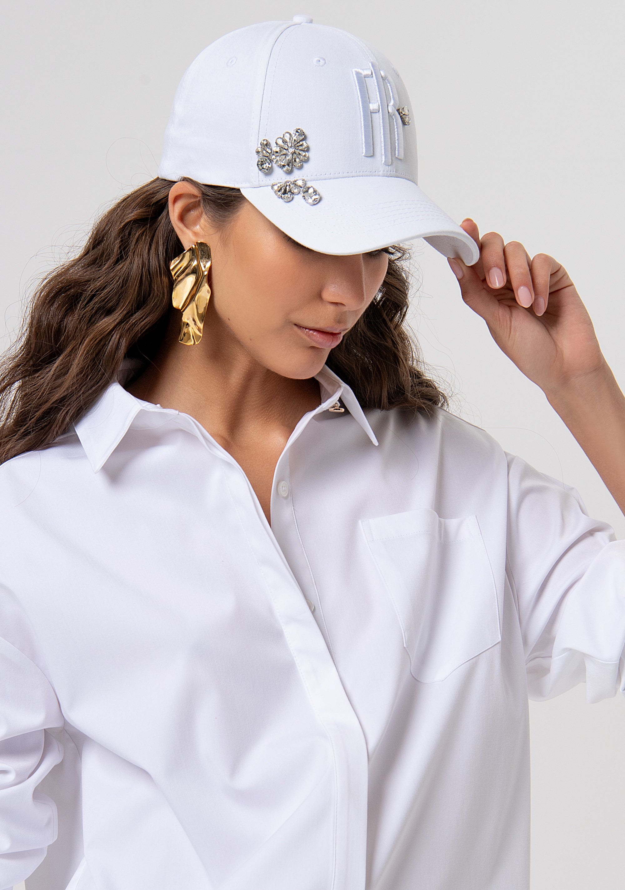 Cappello baseball in cotone con pietre luminose e logo FP26SA4001W825R9-278 Fracomina