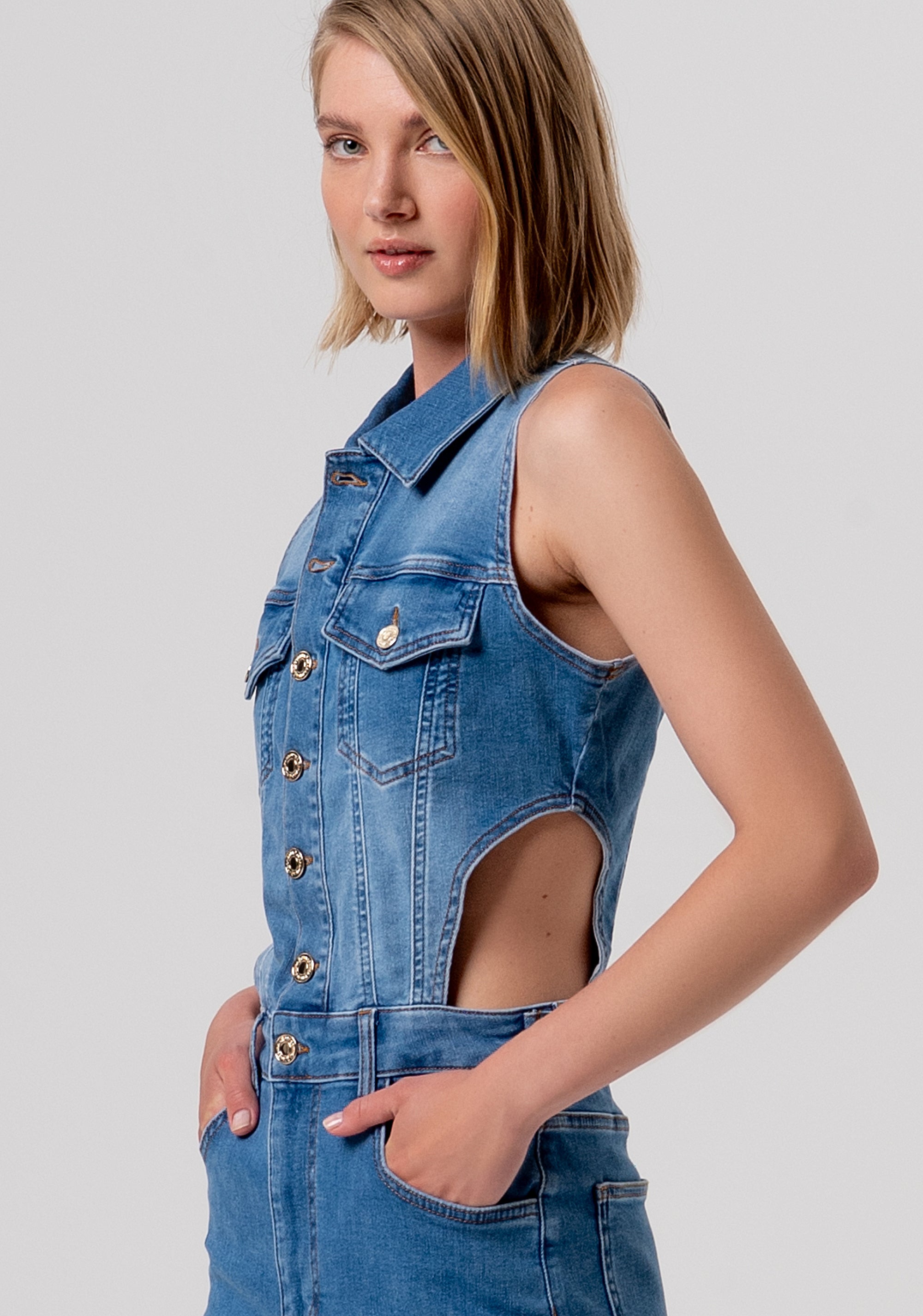 Abito aderente in denim con lavaggio medio chiaro FP26SD4007D46002-258 Fracomina