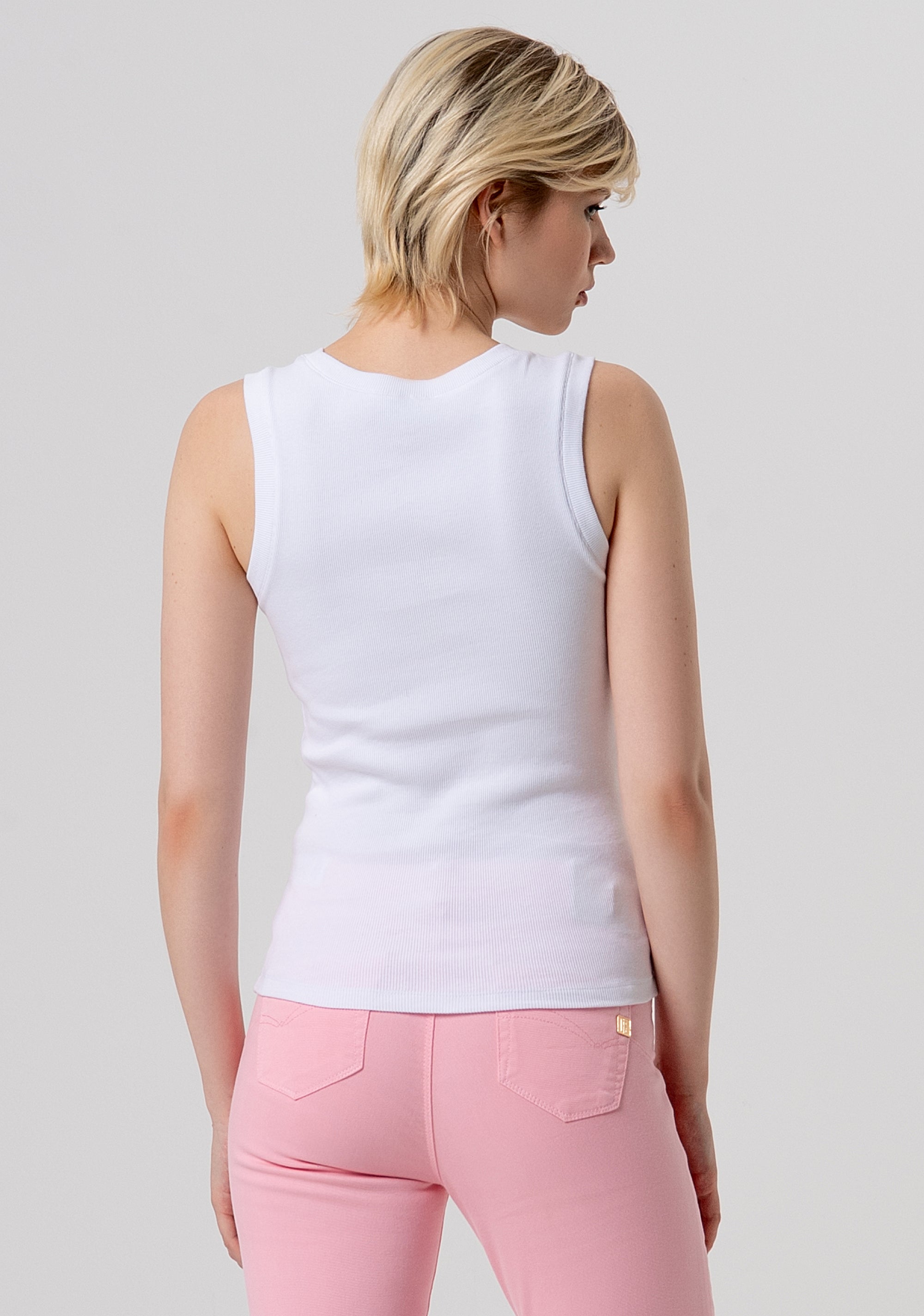 Top senza maniche aderente a costine FP26ST2001J40101-278 Fracomina