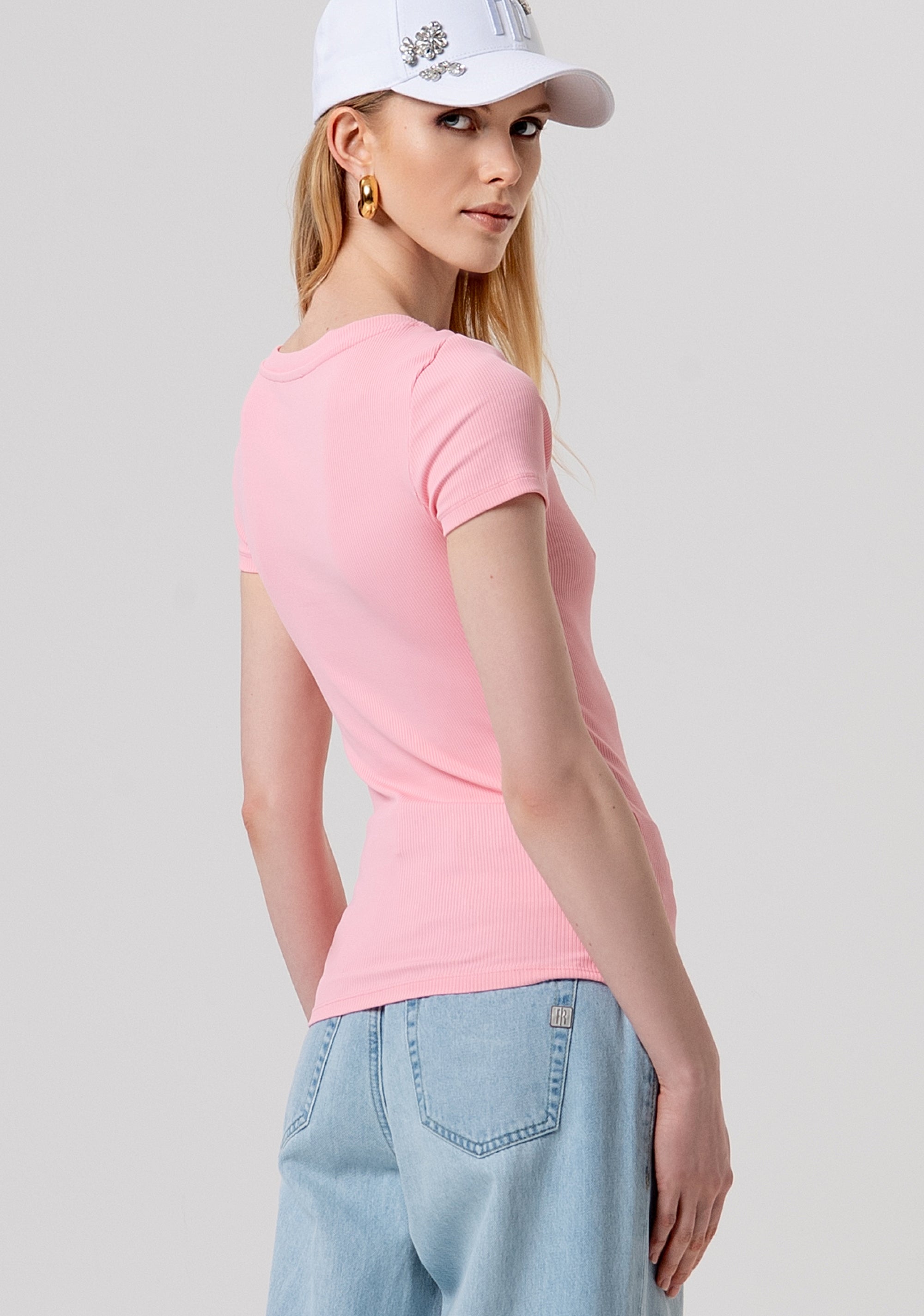 T-shirt slim a costine FP26ST3001J42701-107 Fracomina