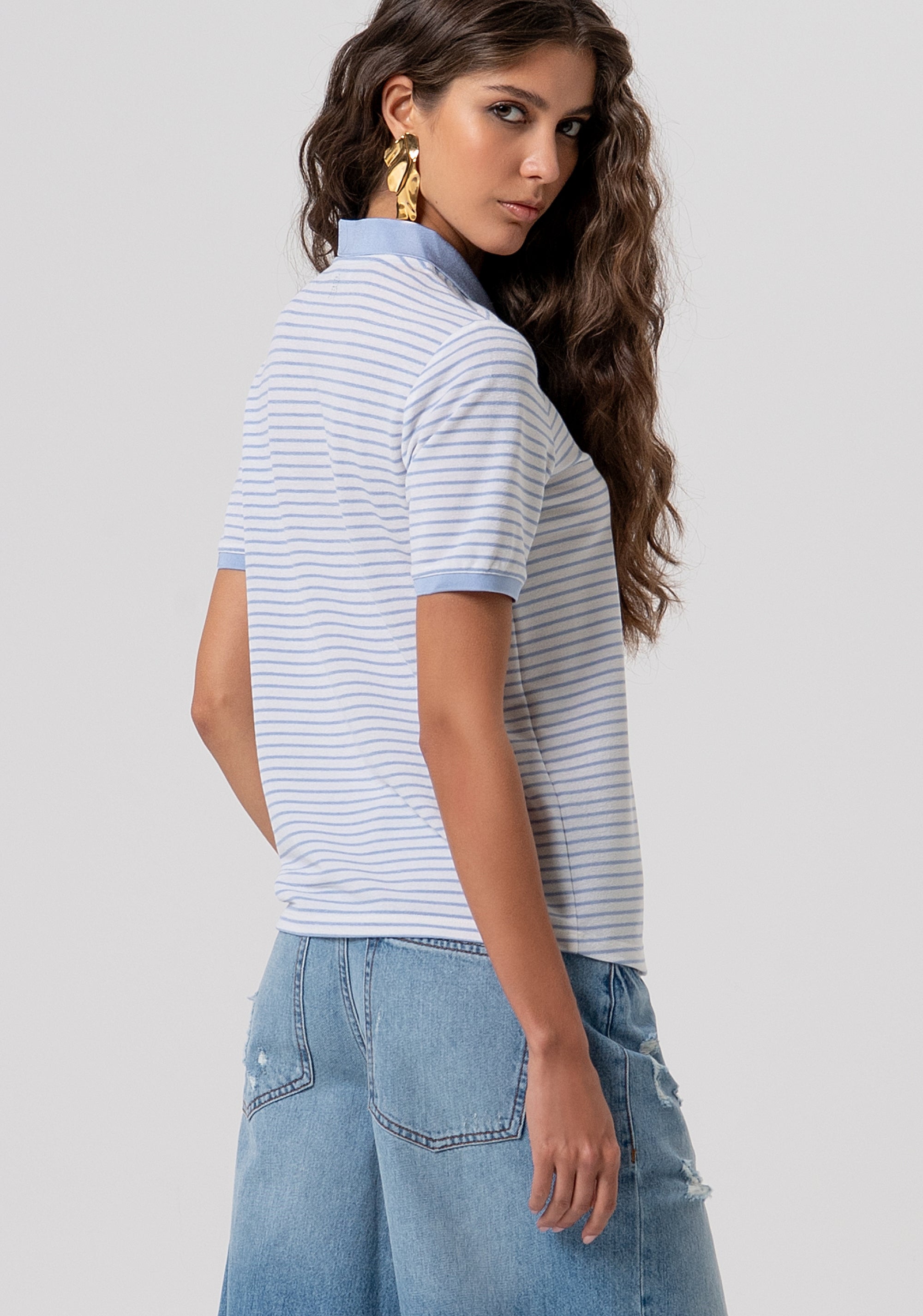 Polo t-shirt regular a righe FP26ST3021J490N8-I24 Fracomina