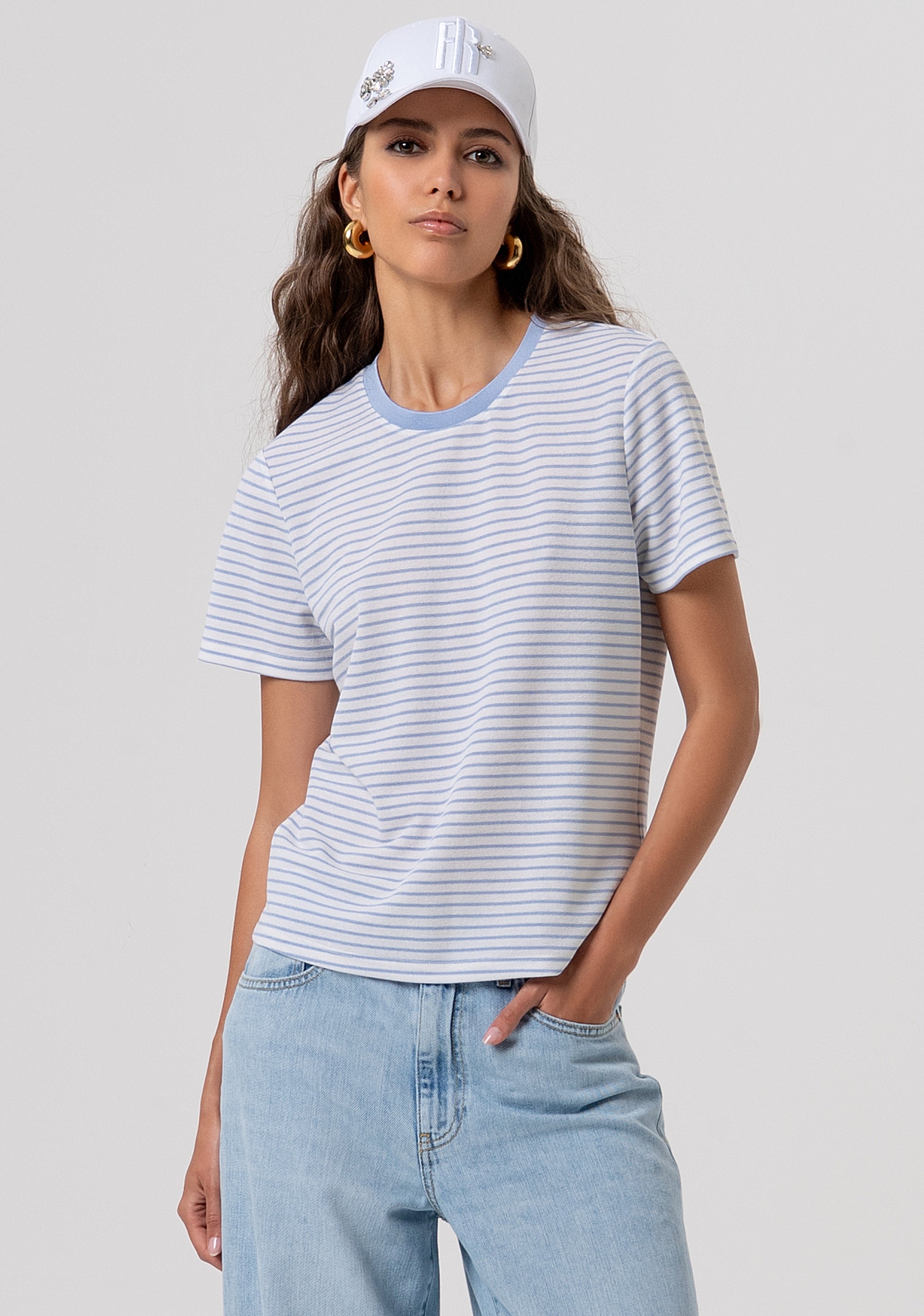 T-shirt regular a righe FP26ST3024J490N8-I24 Fracomina