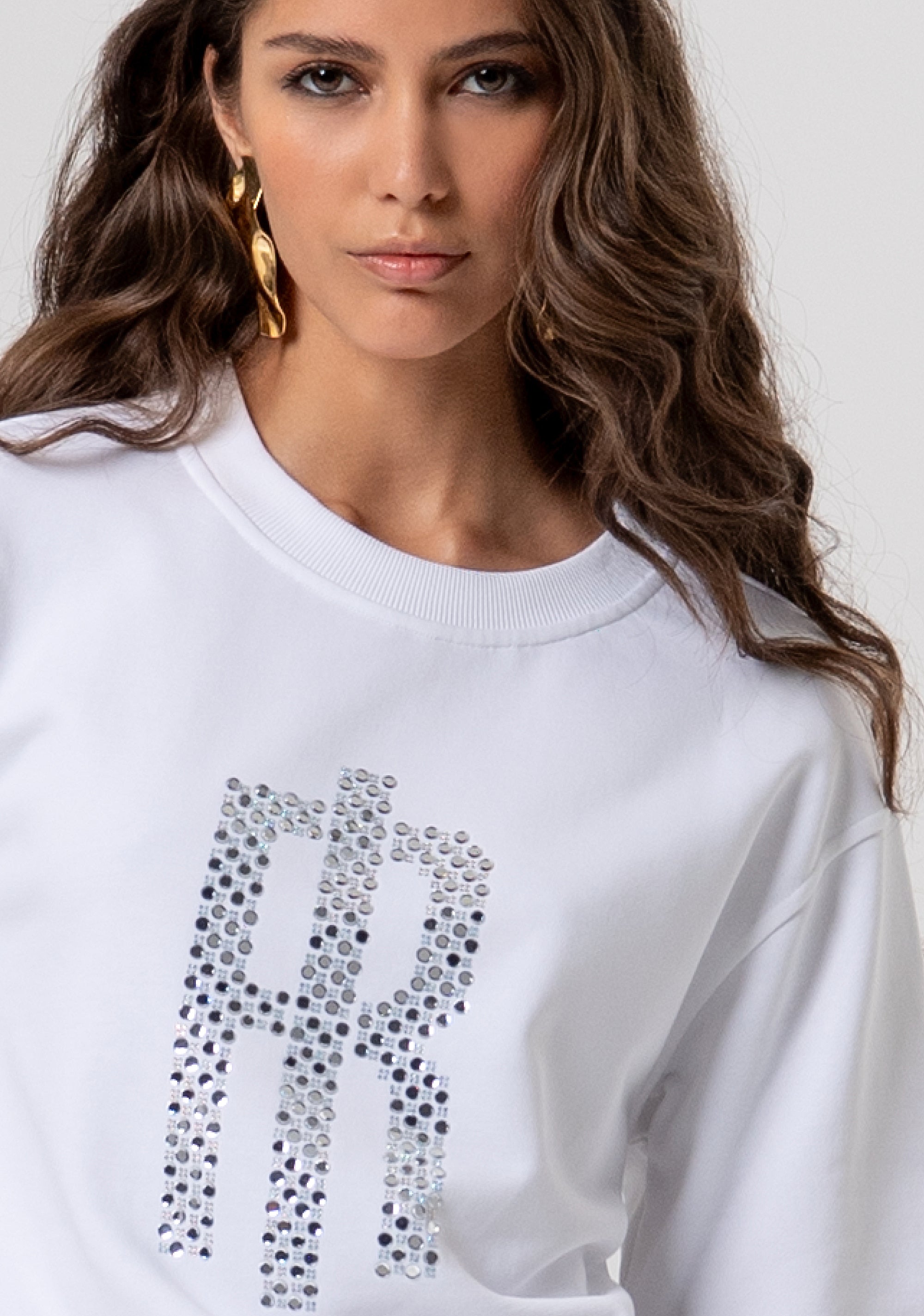 Felpa regular con logo con strass FP26ST9007F40901-278 Fracomina