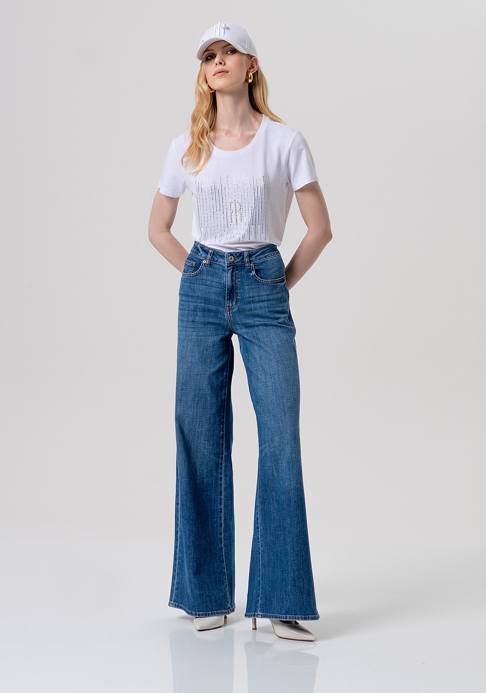 Jeans flare in denim con lavaggio medio FP26SV3015D45093-349 Fracomina