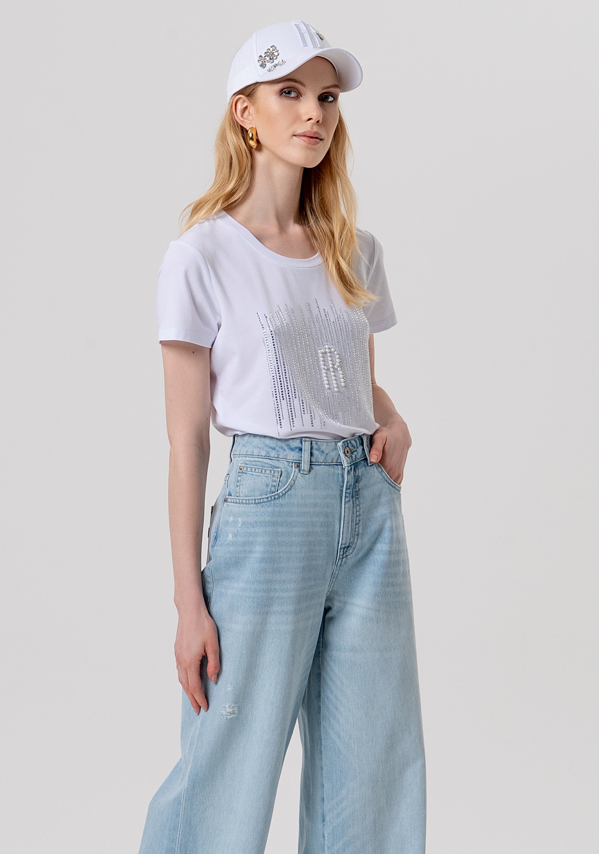 Jeans flare in denim con bleached FP26SV3015D47103-062 Fracomina