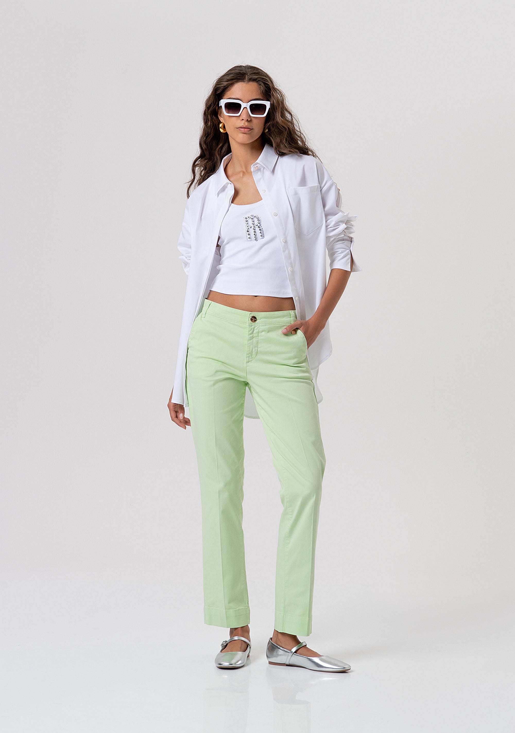 Pantalone regular modello chino in gabardina FP26SV4001W42001-T99 Fracomina