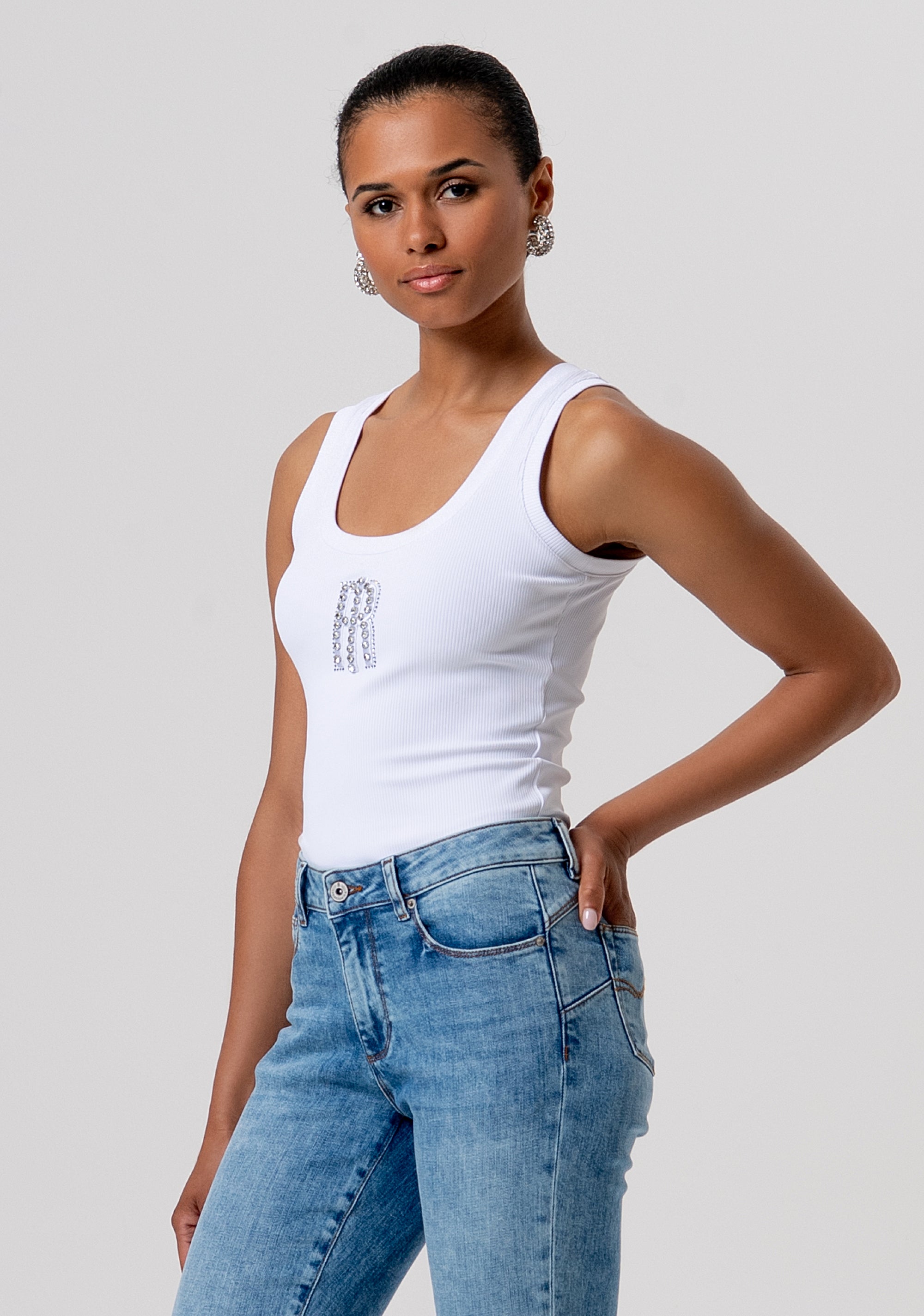 Jeans slim effetto push up in denim con lavaggio bleached FP26SV8000D45003-062 Fracomina