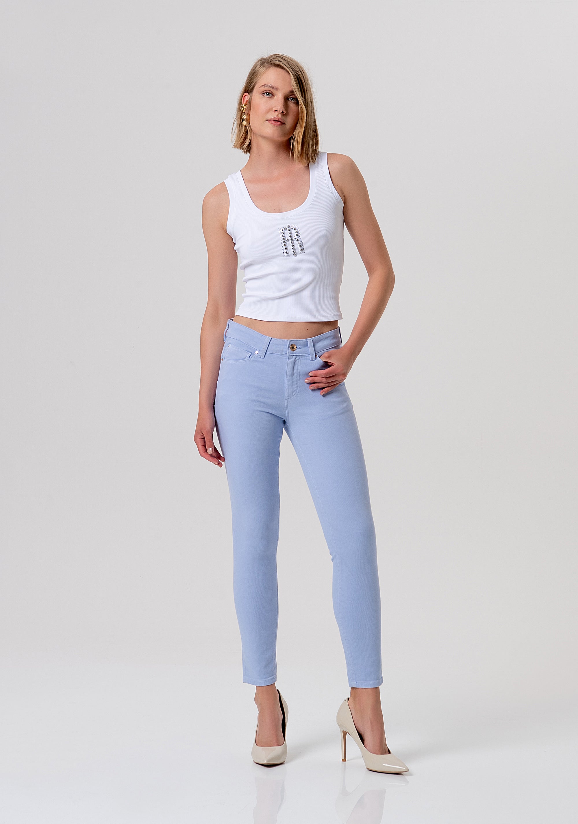 Pantalone slim effetto push up in tessuto bull stretch FP26SV8000W61501-175 Fracomina