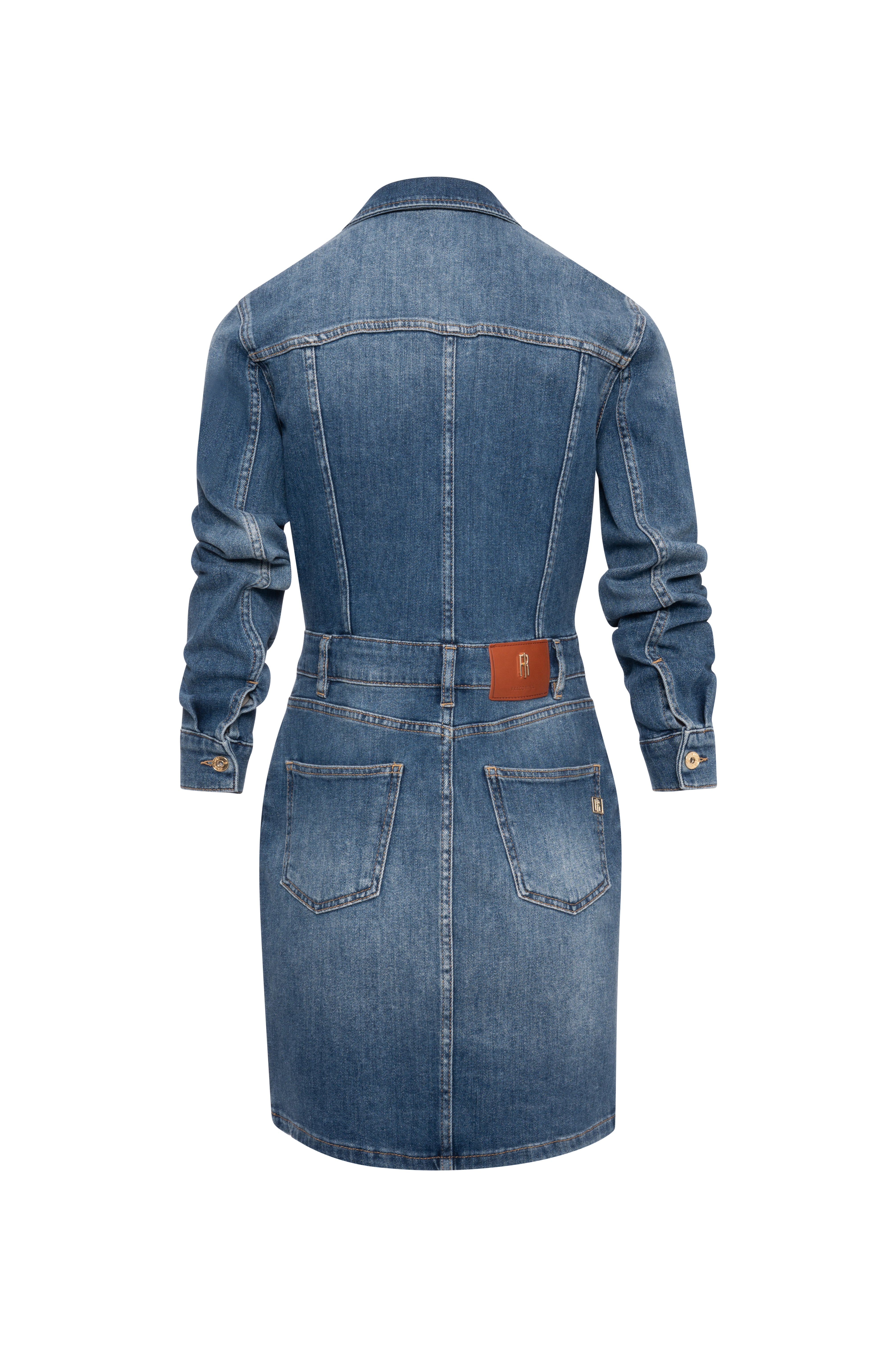 Abito slim modello chemisier in denim con lavaggio medio FP26WD4010D460P2-K85 Fracomina