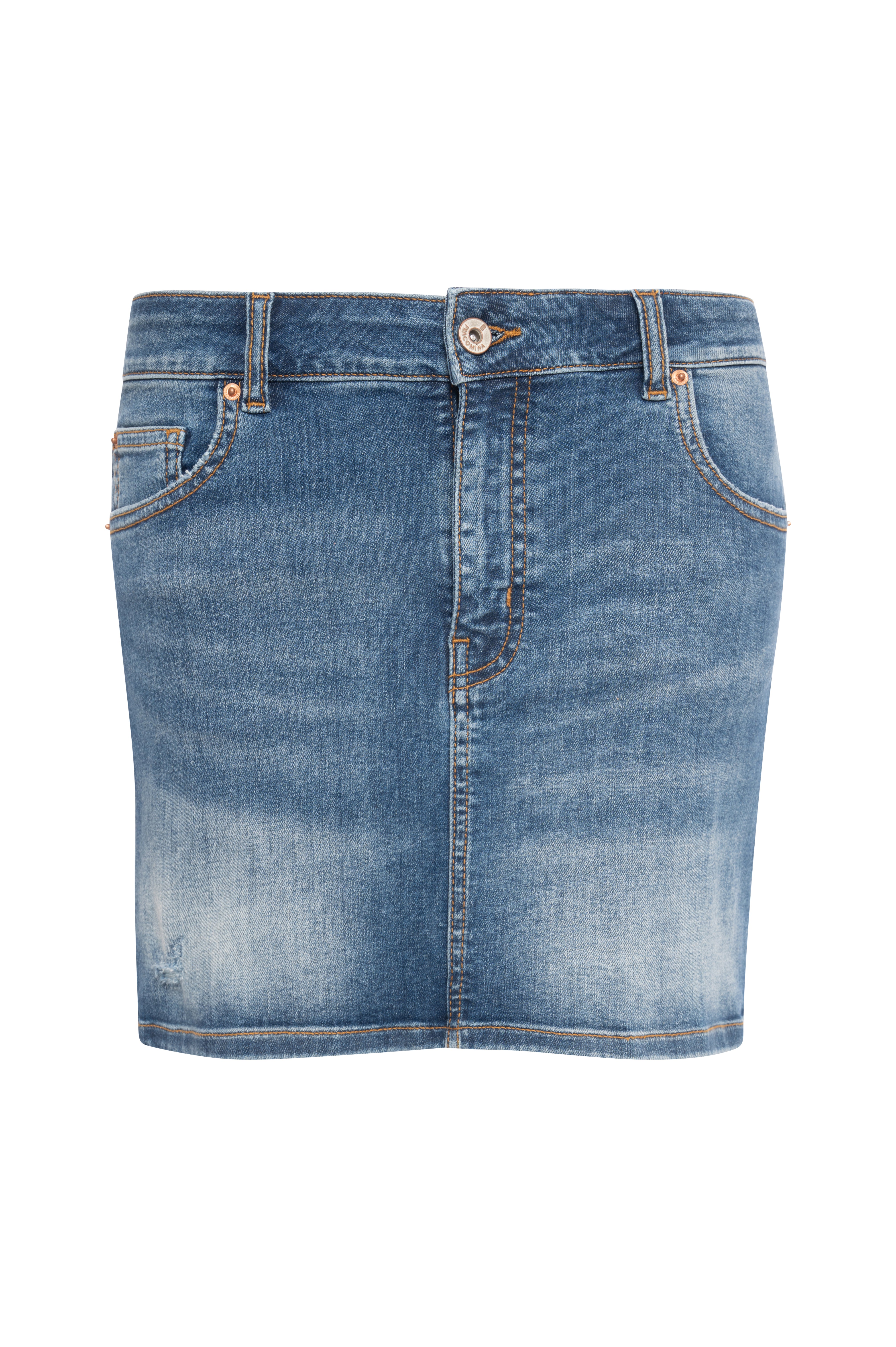 Gonna slim mini in denim con lavaggio medio FRACOMINA — immagine 5 di 6