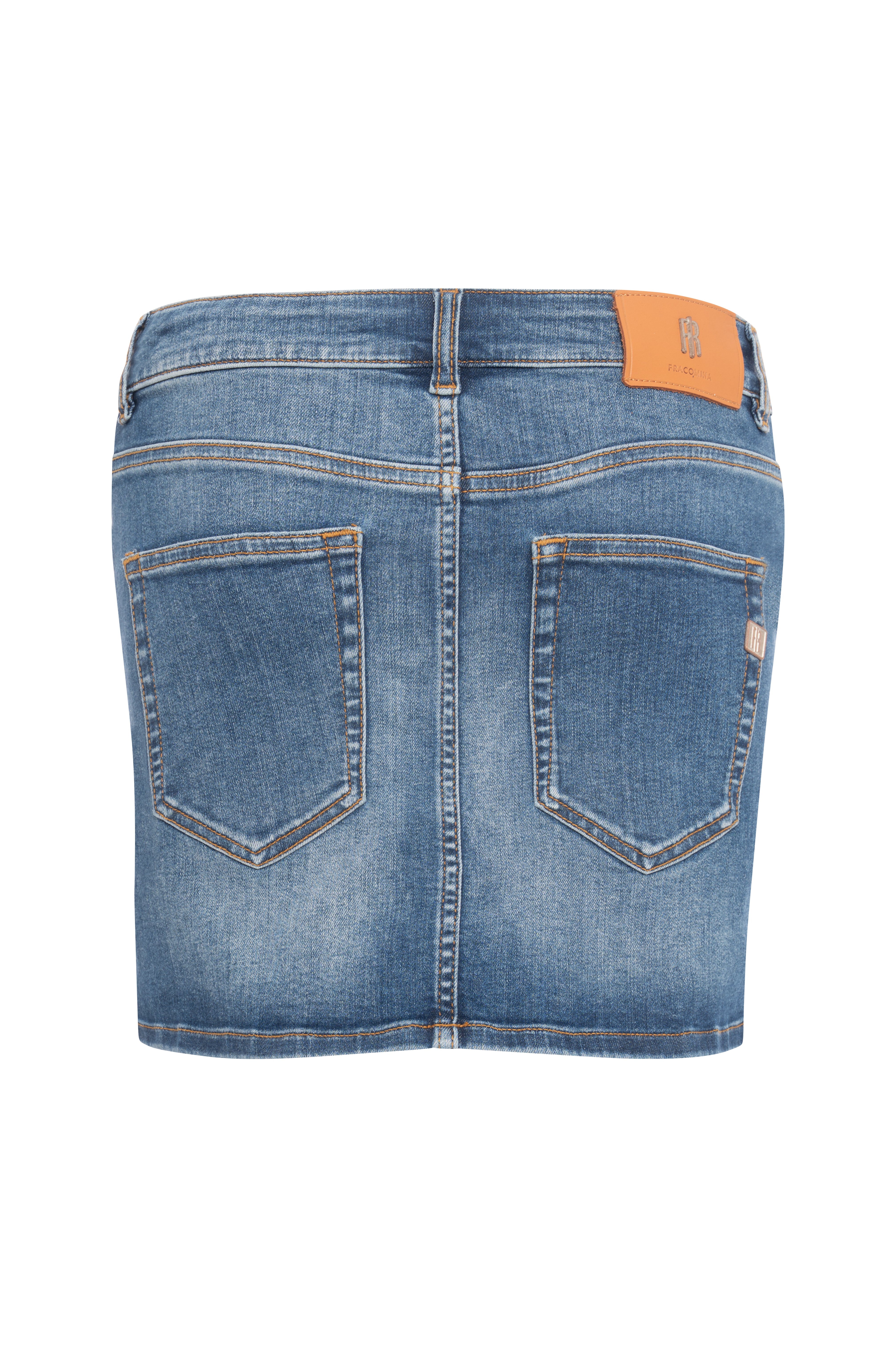 Gonna slim mini in denim con lavaggio medio FRACOMINA — immagine 6 di 6