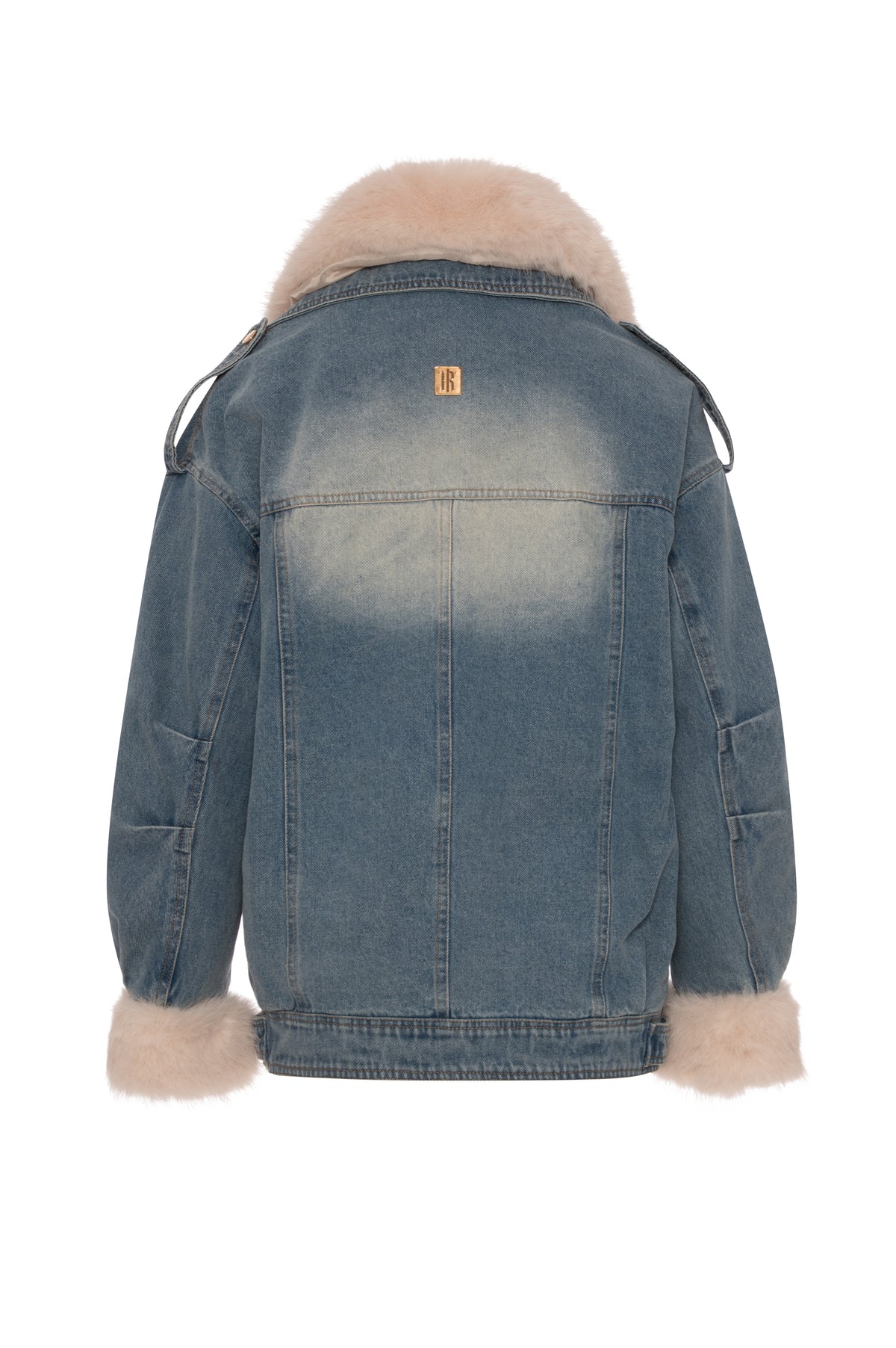 Giacca over in denim con lavaggio vintage e con finta pelliccia FP26WJ4002D40904 FRACOMINA