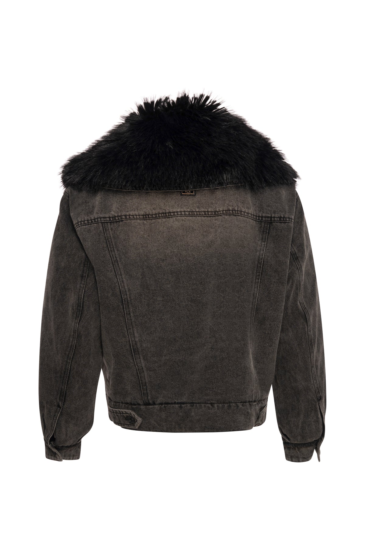 Giacca regular in denim black con lavaggio medio e con finta pelliccia FP26WJ4003D40993 FRACOMINA