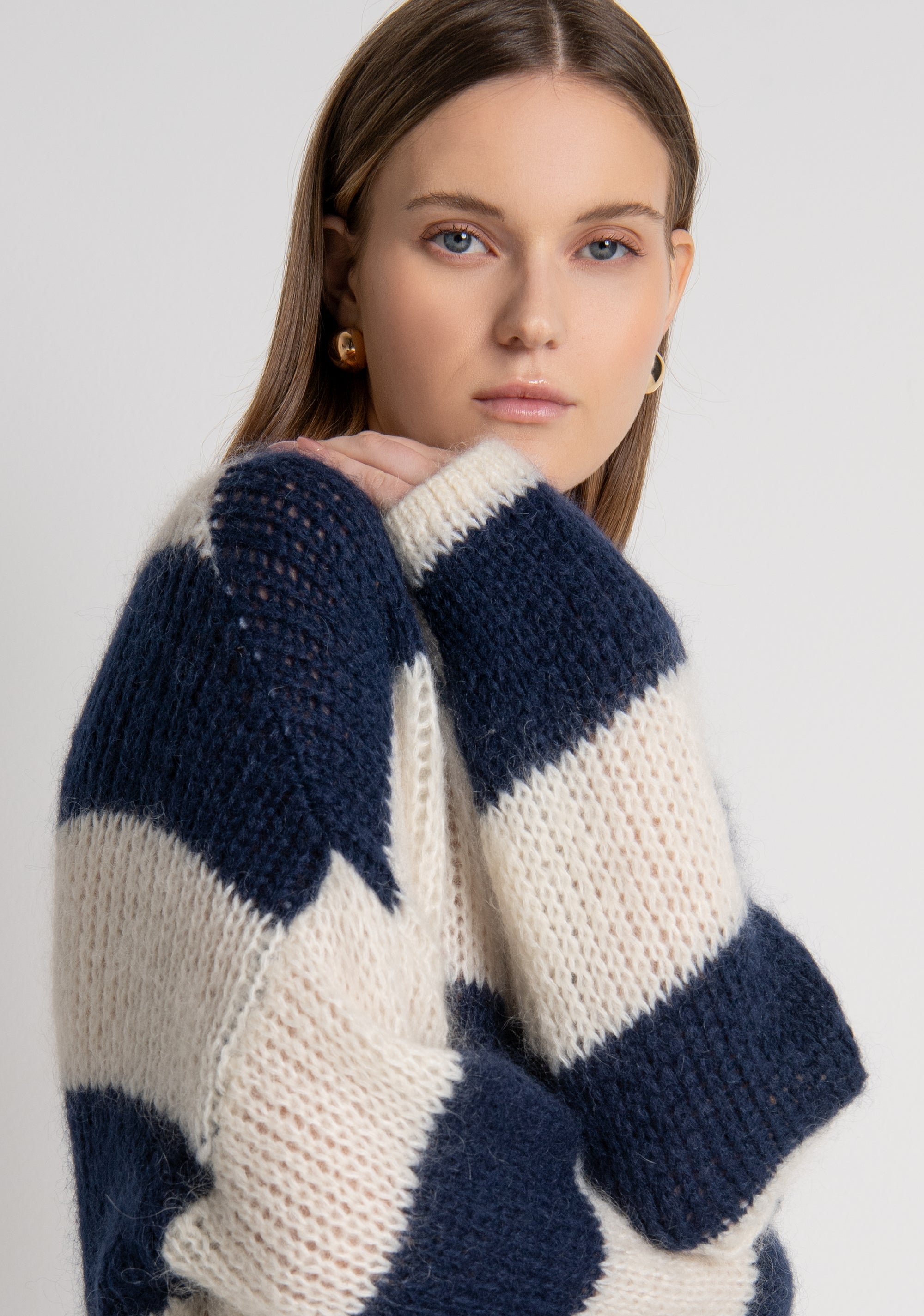 Maglia regular a righe con lana e mohair FP26WT7045K566N8 FRACOMINA