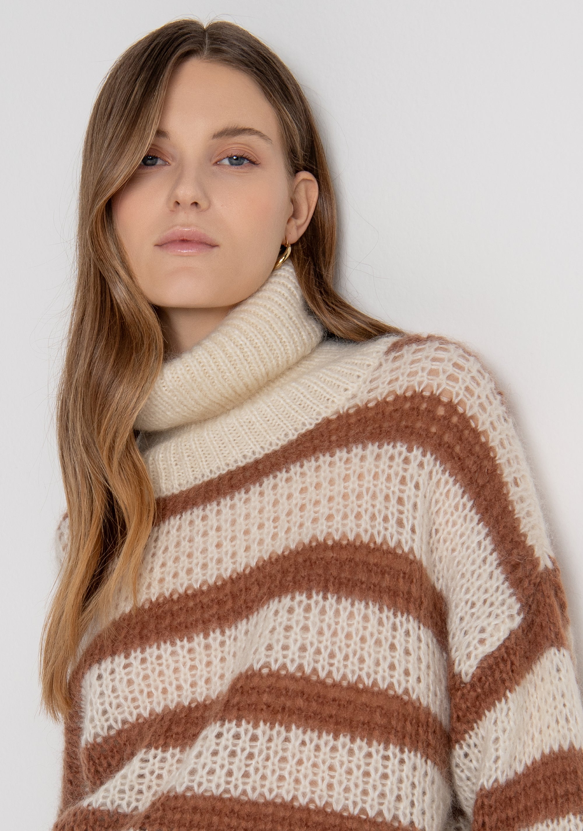 Maglia regular a righe con lana e mohair FP26WT7046K566N8 FRACOMINA