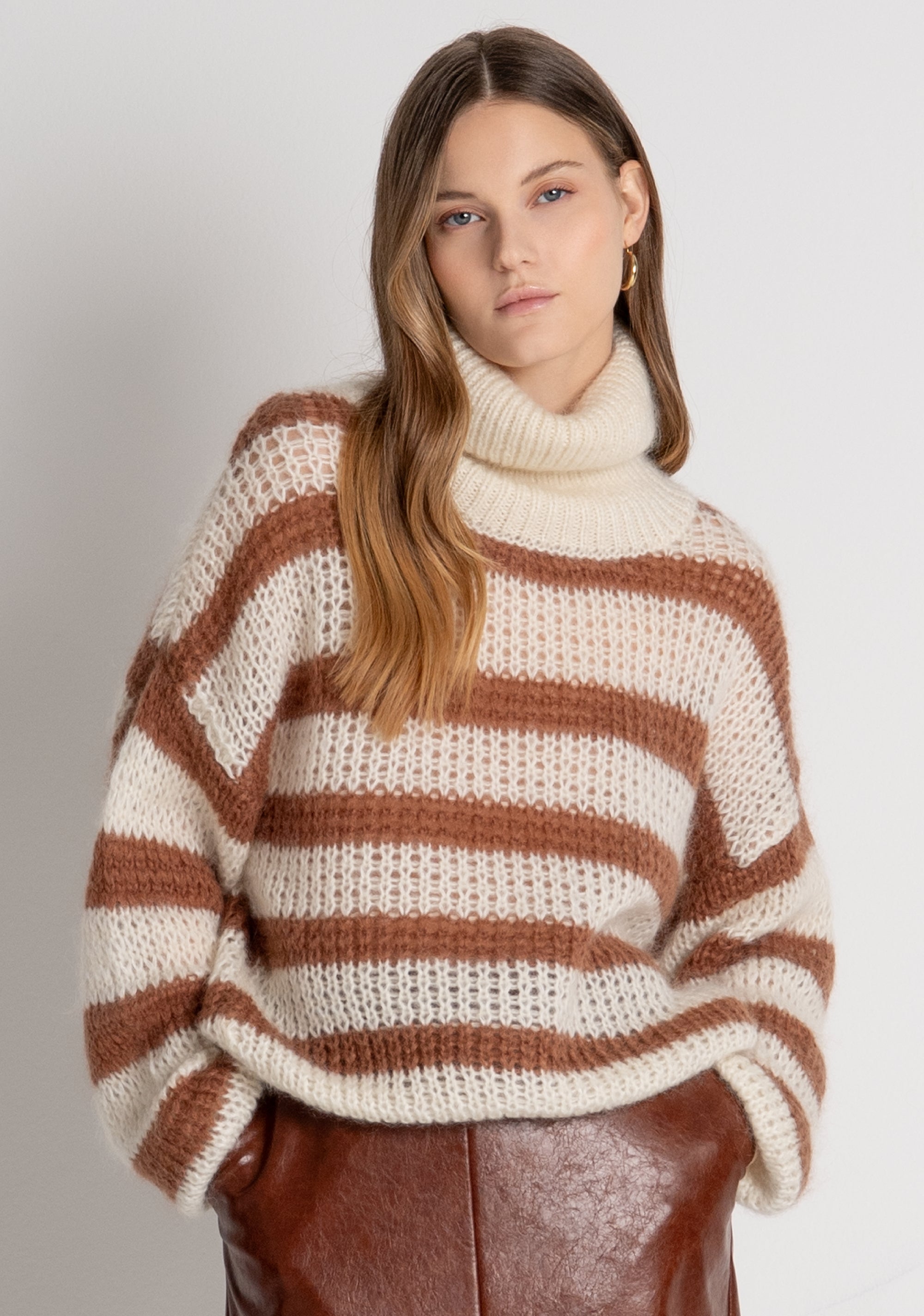 Maglia regular a righe con lana e mohair FP26WT7046K566N8 FRACOMINA
