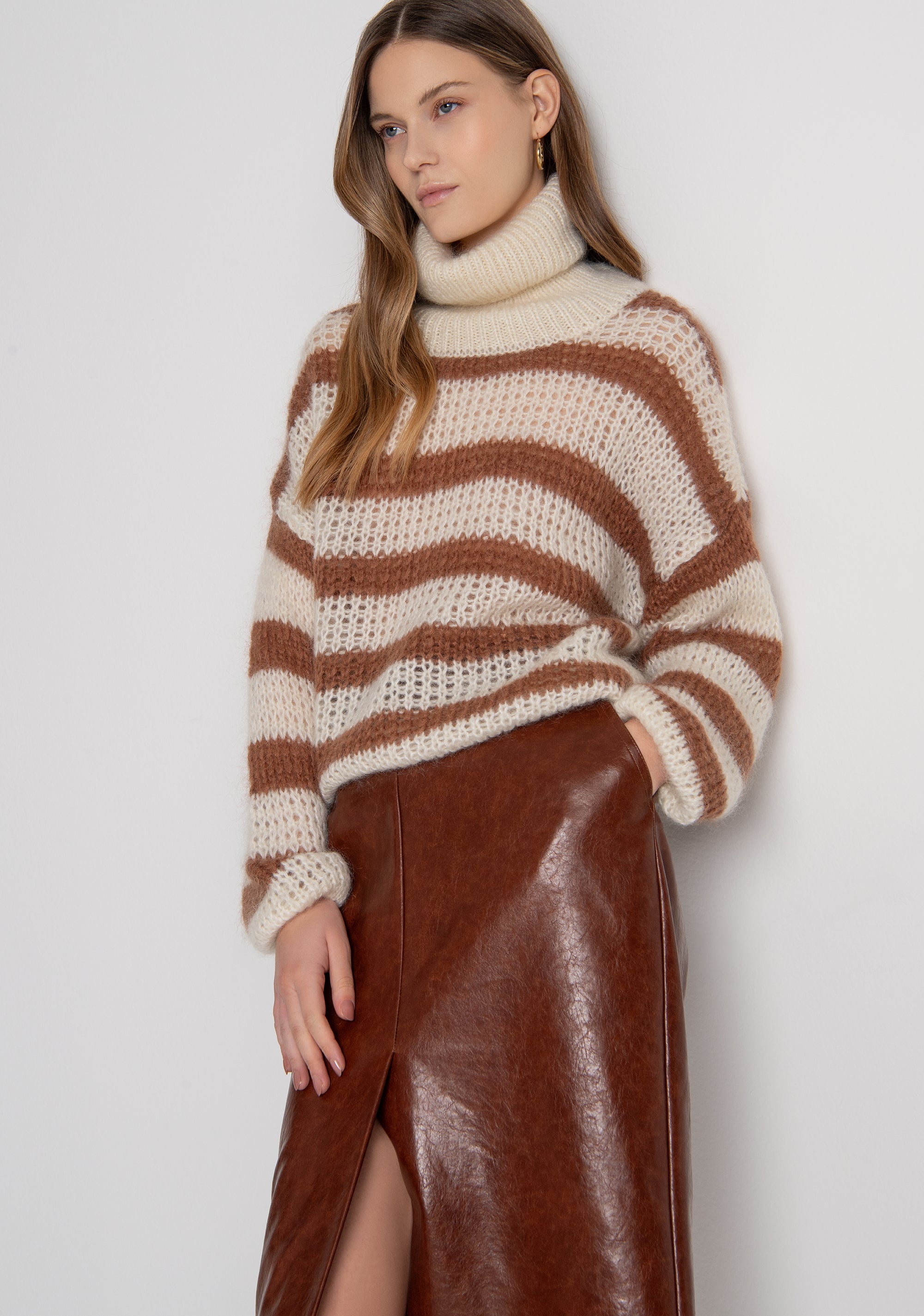 Maglia regular a righe con lana e mohair FP26WT7046K566N8 FRACOMINA