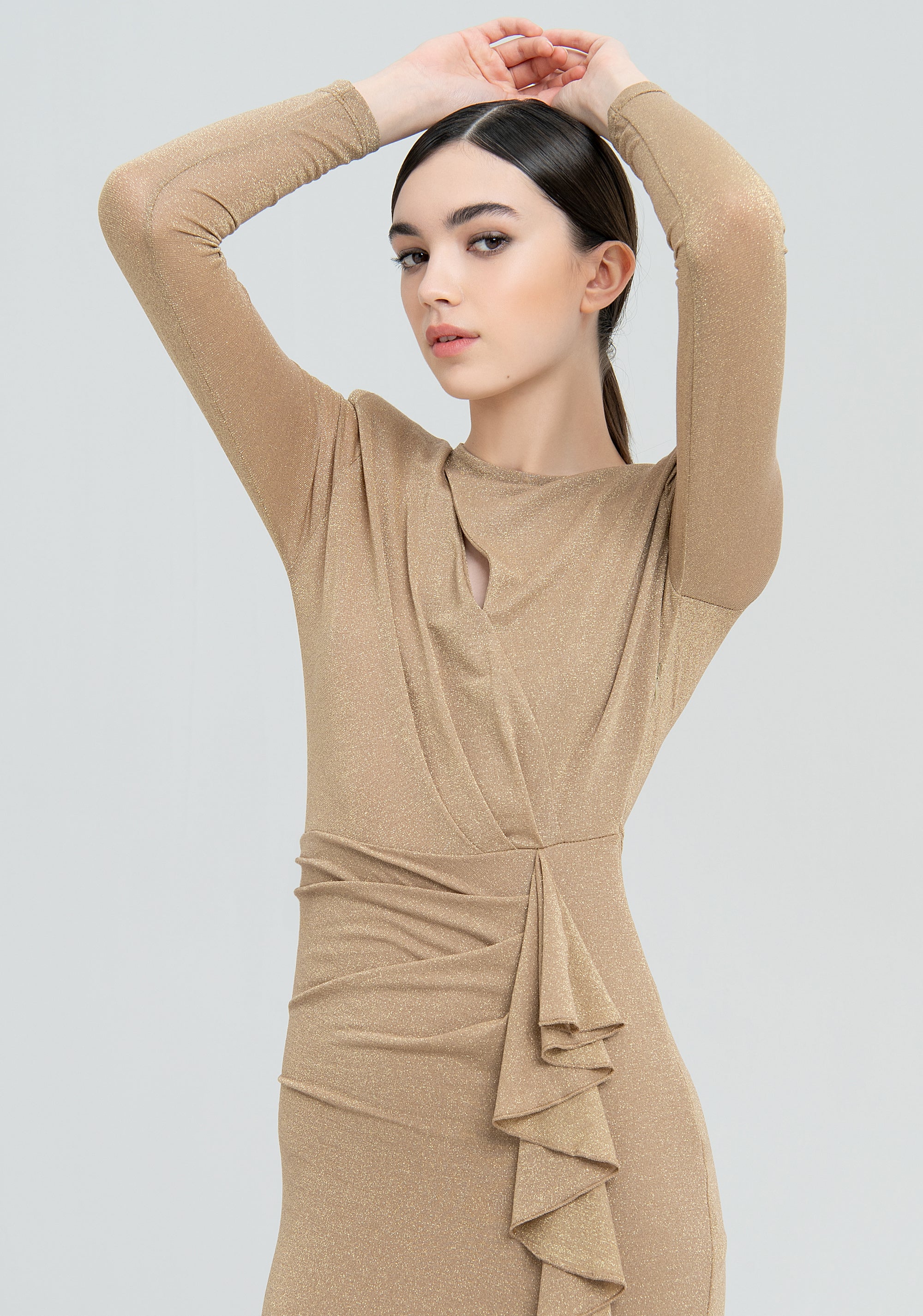 Abito slim lungo in lurex