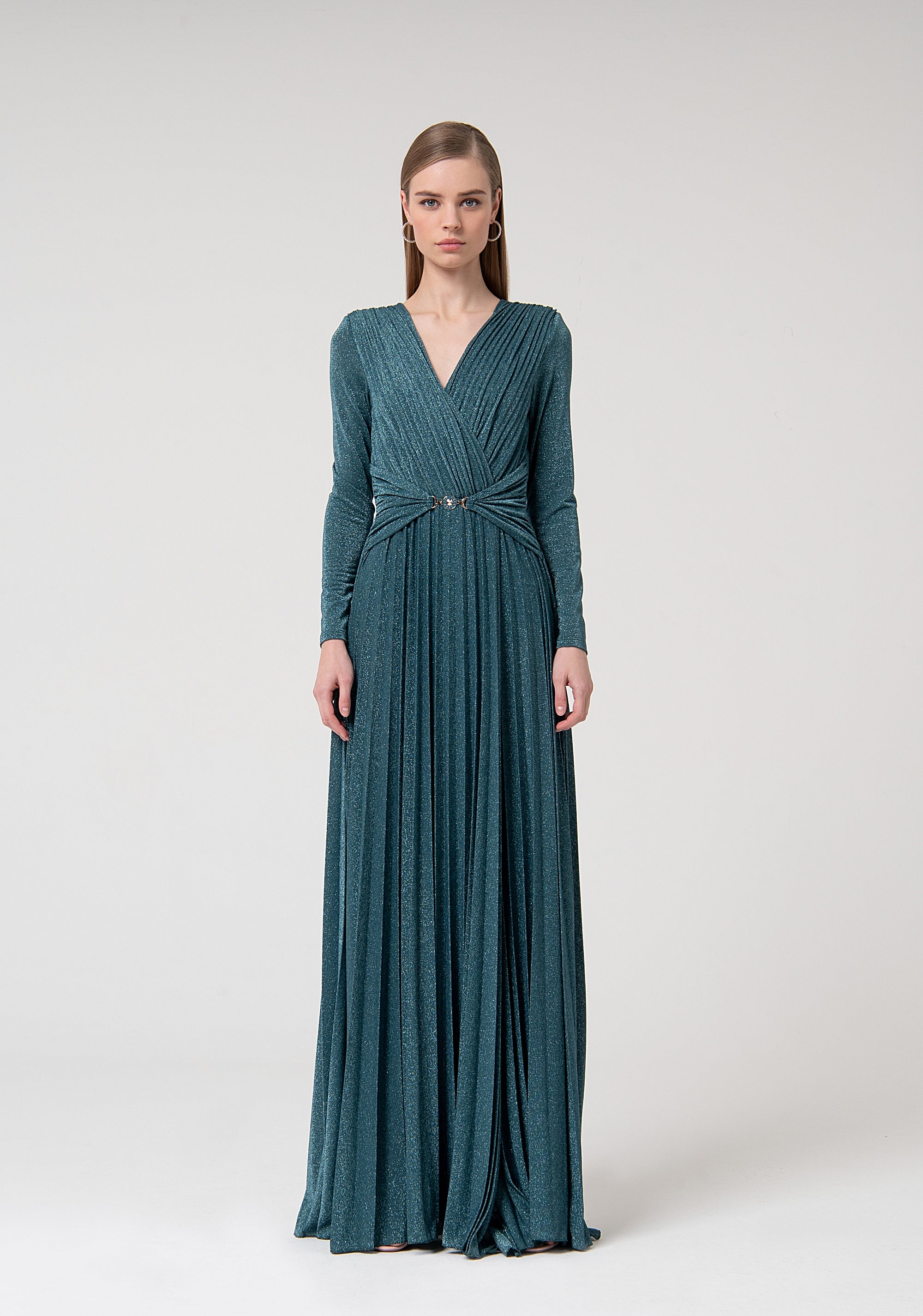 Abiti Maniche Lunghe Abito Maniche Lunghe Lungo In Tessuto Con