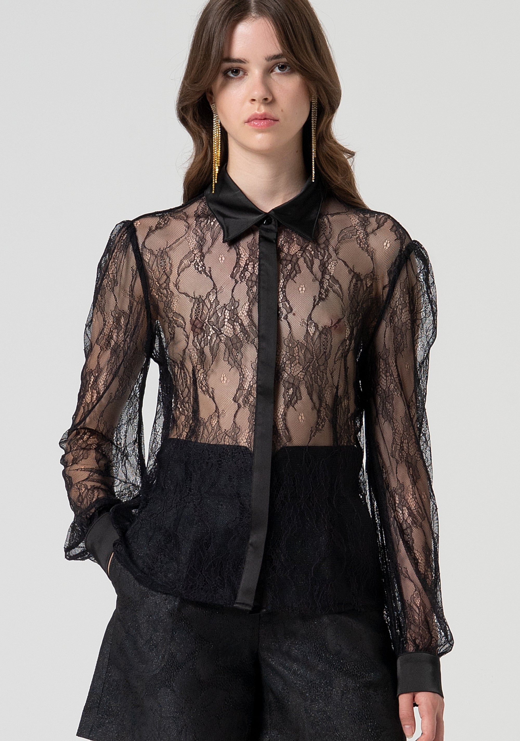 Camicia regular in pizzo