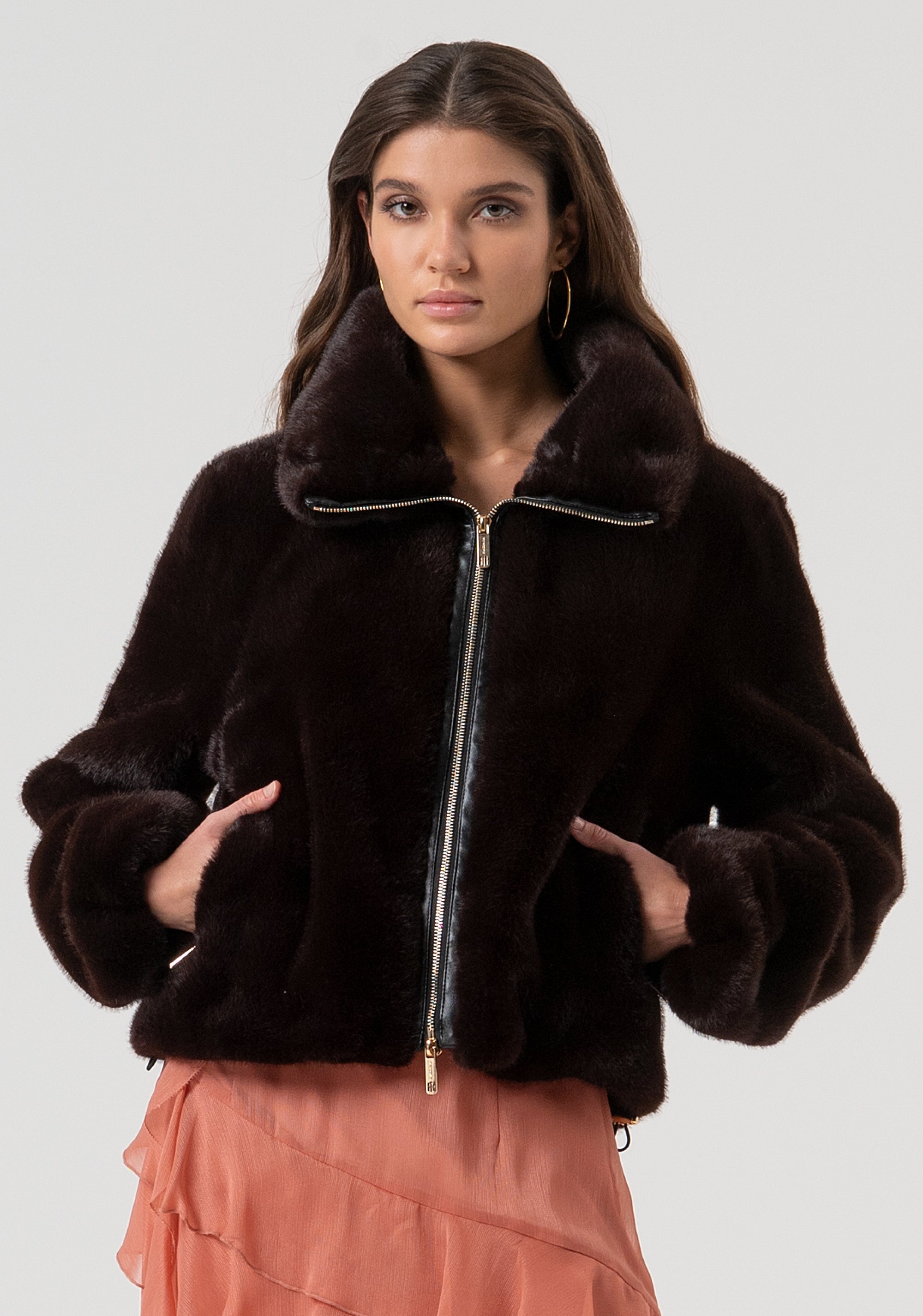 Giacca over con zip centrale FQ25WC4002O44501-091 Fracomina