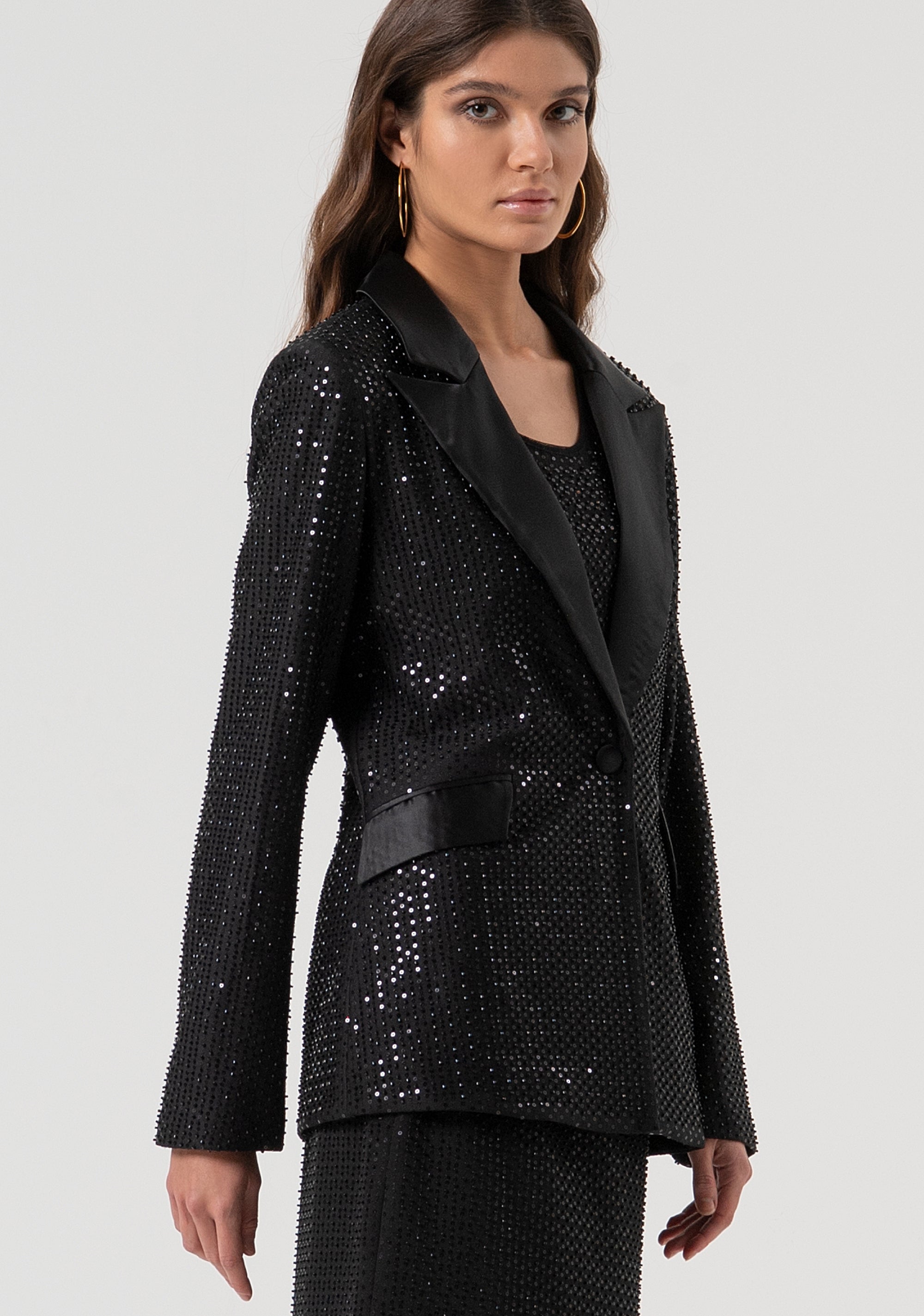 Blazer regular lungo monopetto con strass FQ25WJ3001W815R9-053 Fracomina