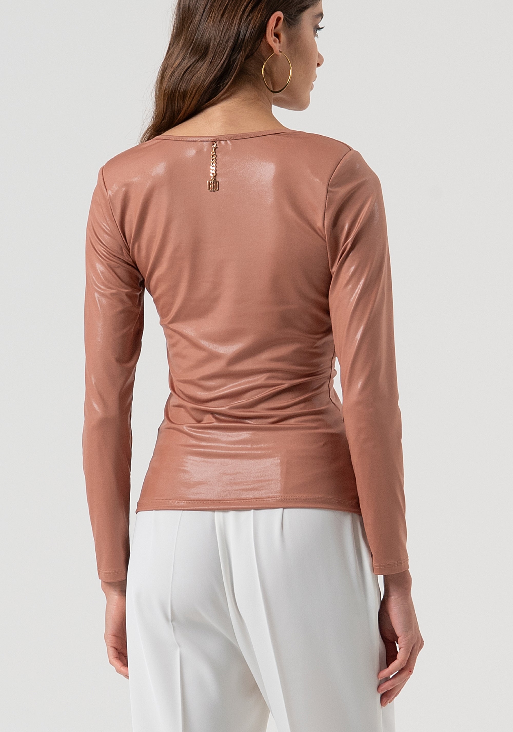 Top slim con scollo a V FQ25WT1006W59501-S67 Fracomina