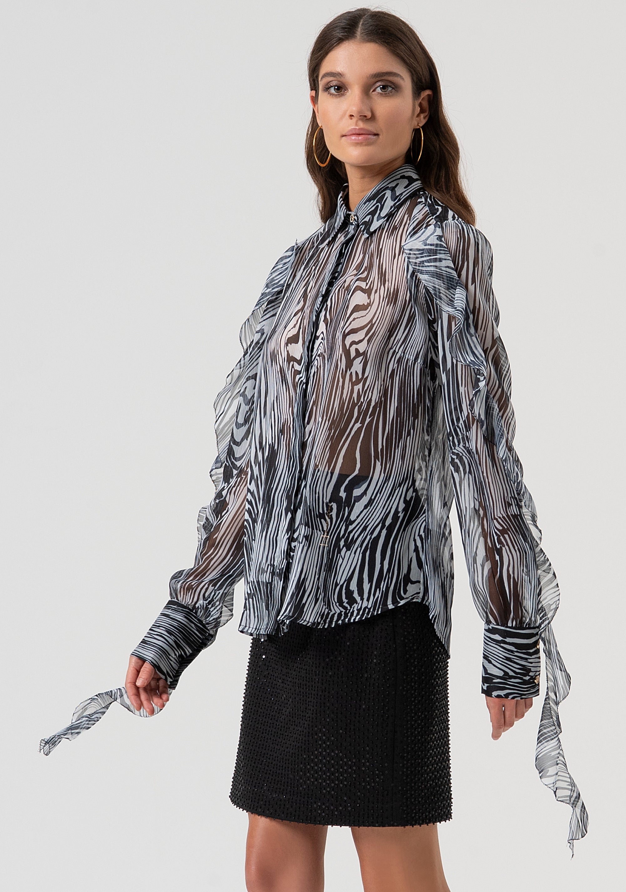 Camicia regular in georgette con fantasia optical FQ25WT6003W412N4-060 Fracomina