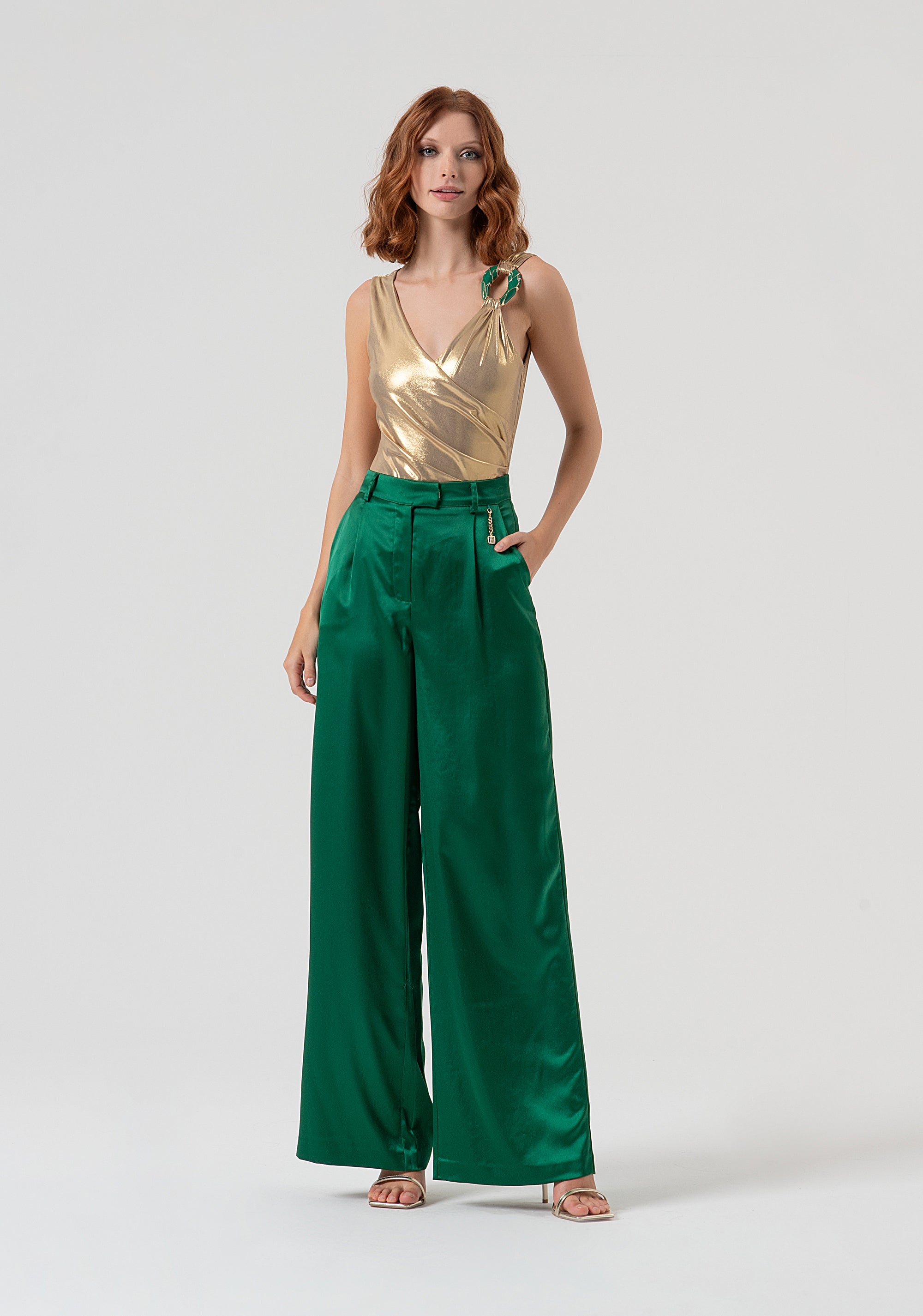 Pantalone a palazzo in raso FQ25WV3003W41101-T70 Fracomina