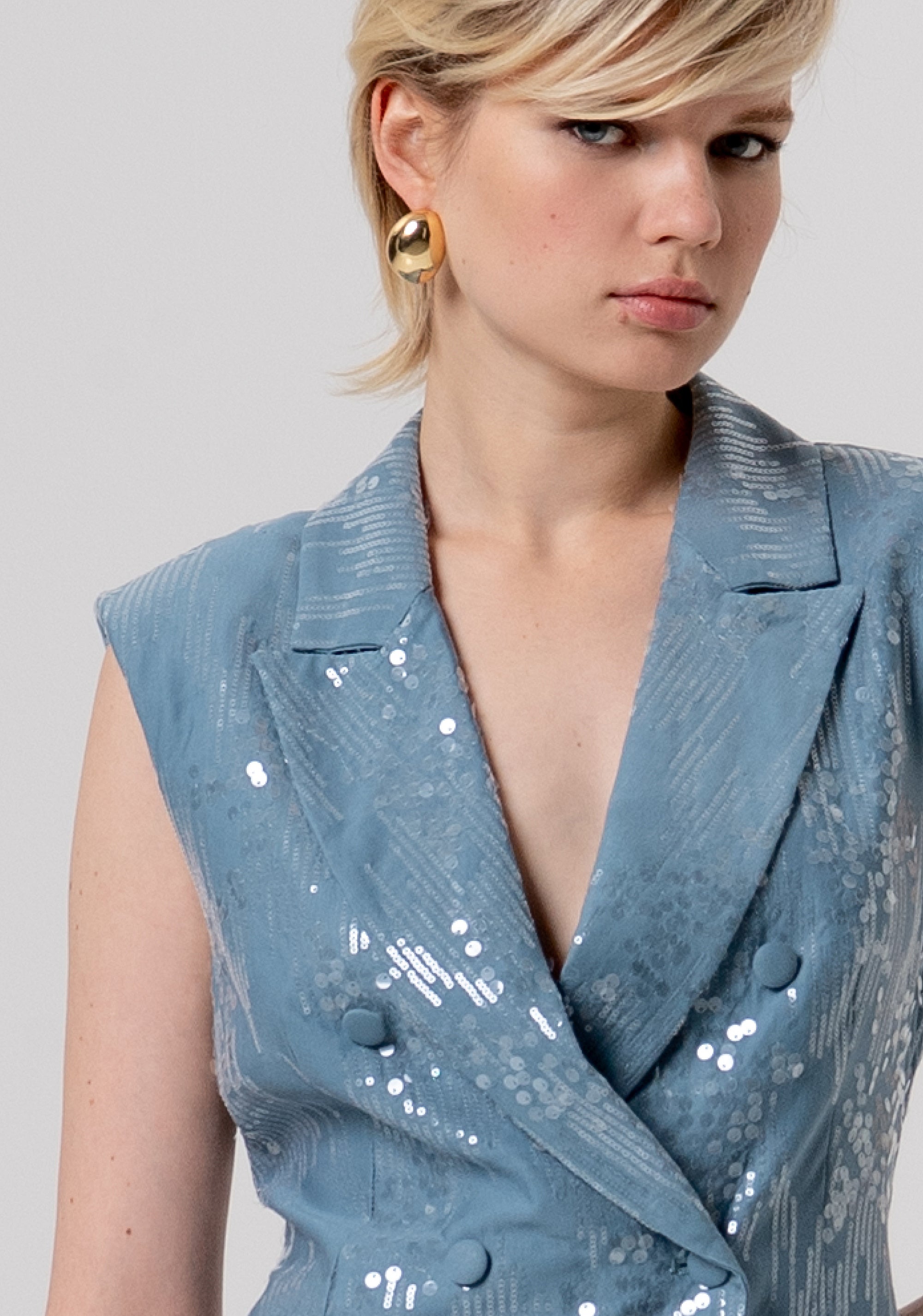 Abito regular mini modello blazer doppio petto in tessuto con paillettes FQ26SD1003W498N6-C33 Fracomina