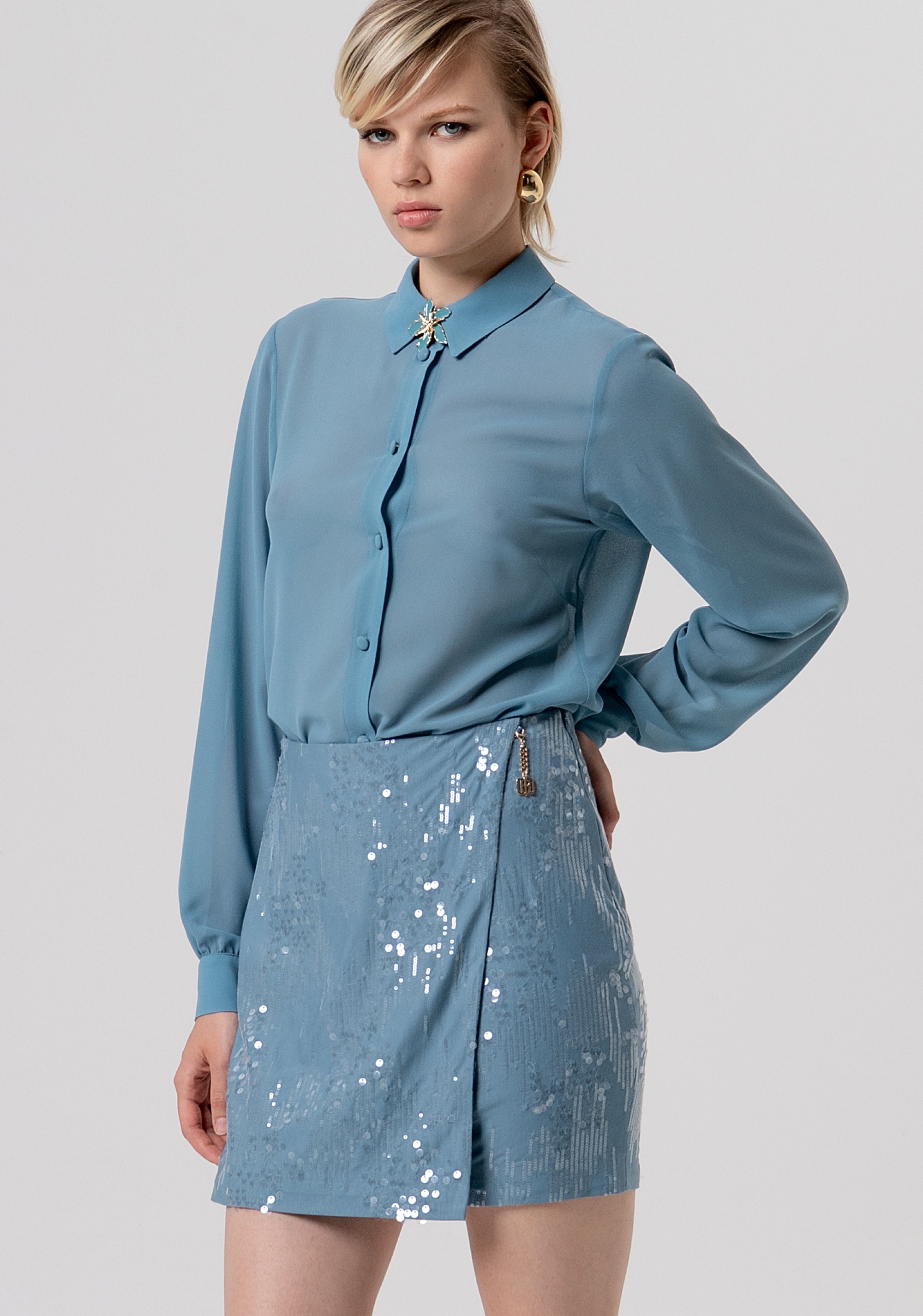 Gonna slim mini in tessuto con paillettes FQ26SG1001W498N6-C33 Fracomina