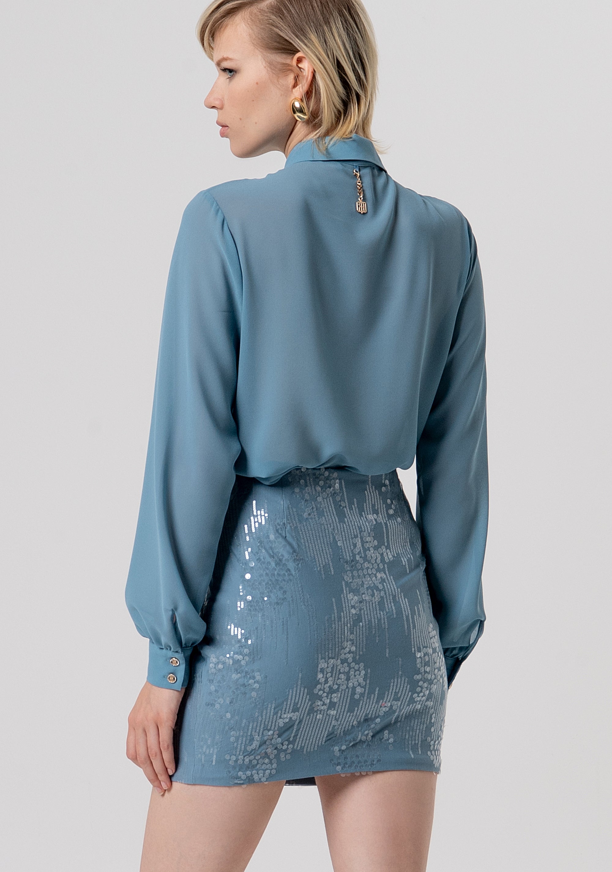 Gonna slim mini in tessuto con paillettes FQ26SG1001W498N6-C33 Fracomina