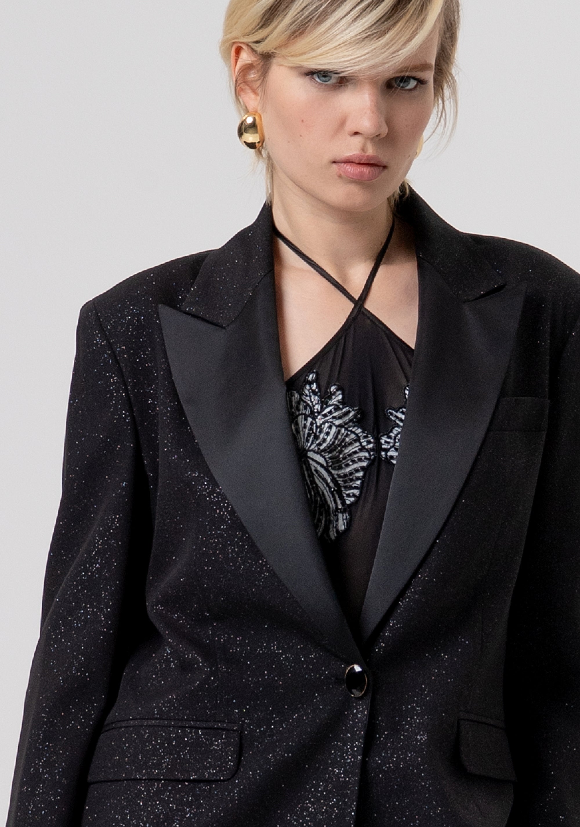 Blazer oversized monopetto in tessuto con glitter FQ26SJ3003W45901-053 Fracomina