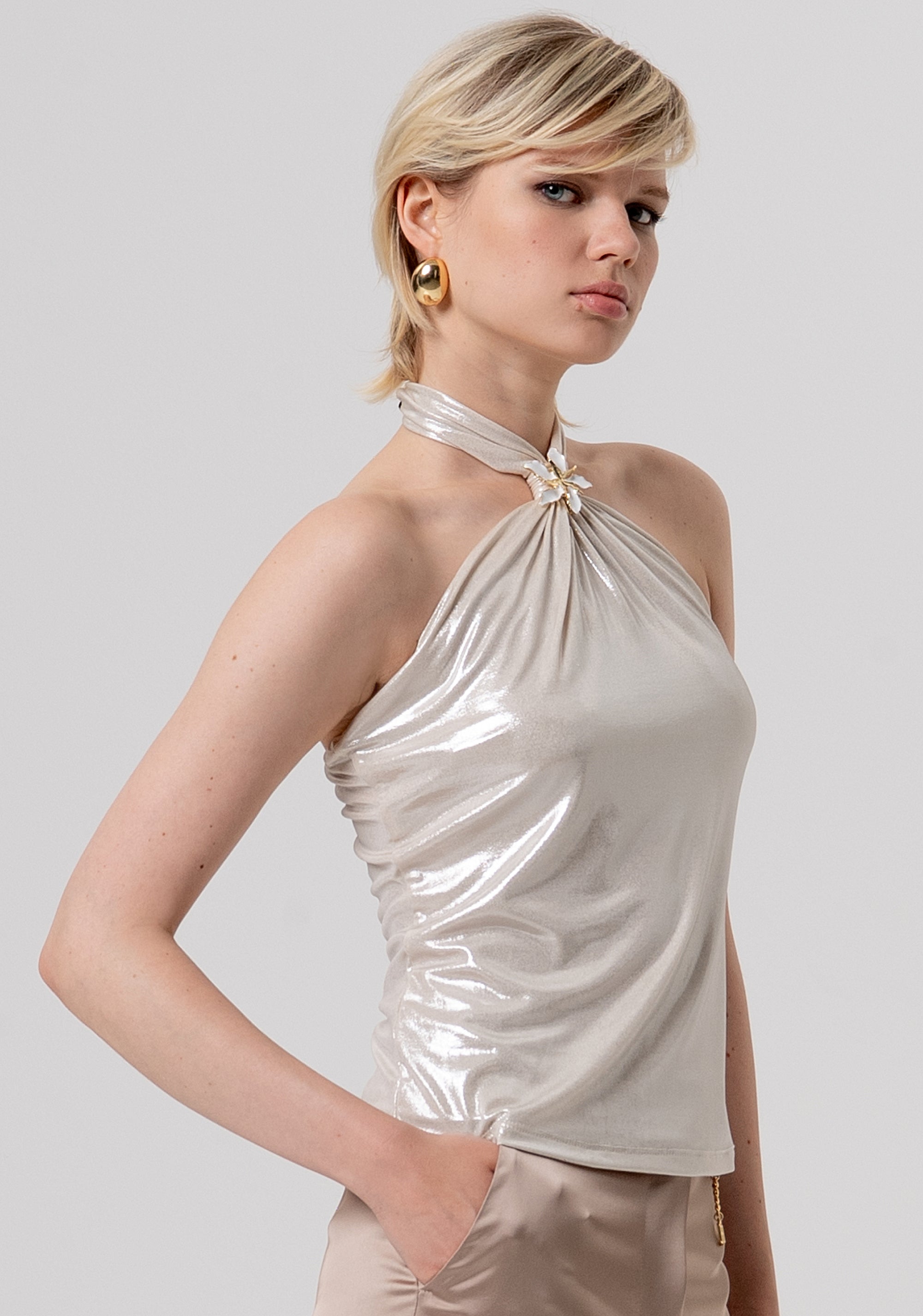 Top senza maniche con accessorio gioiello FQ26ST1004W798Y7-150 Fracomina