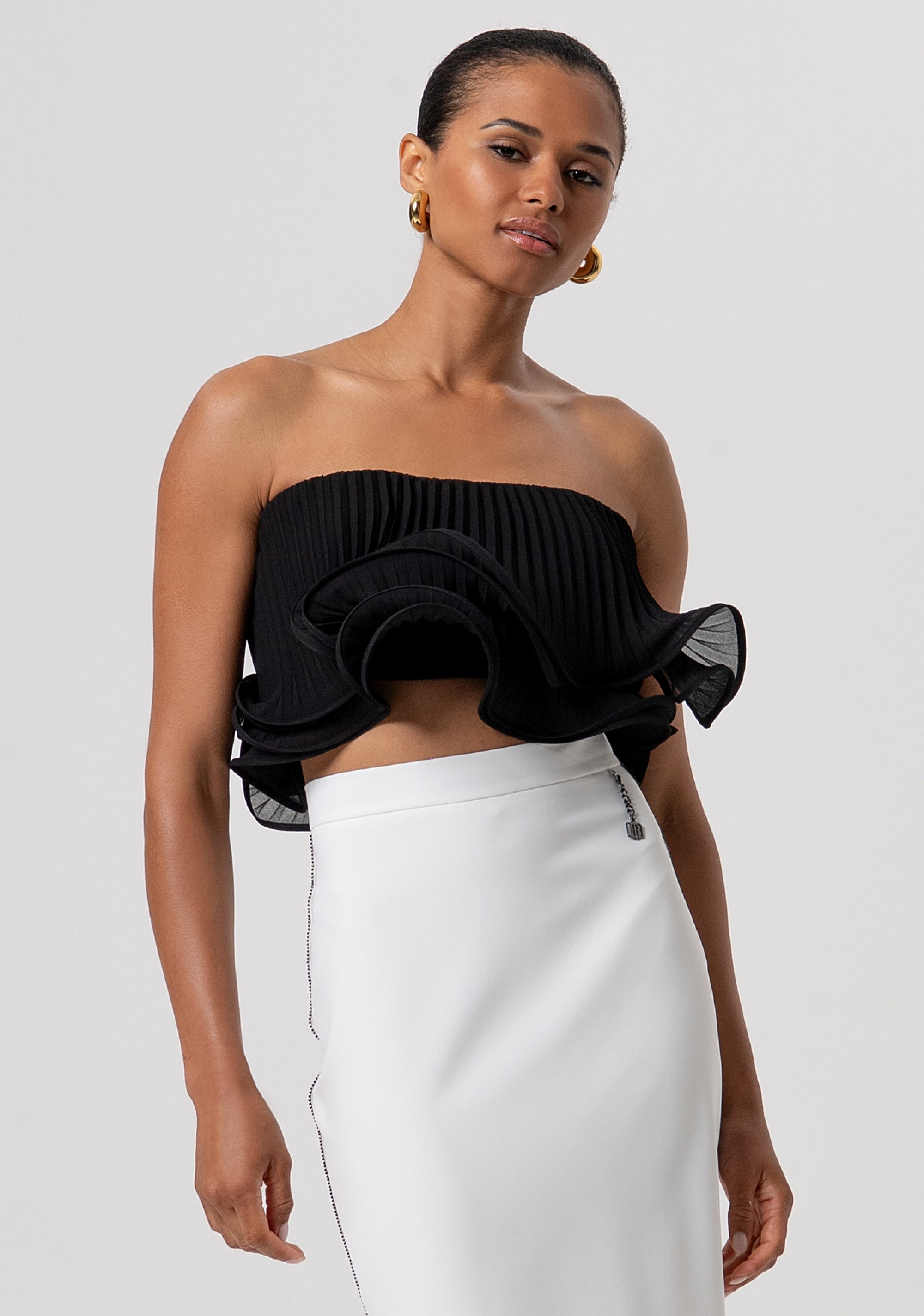 Top senza maniche cropped in georgette plissettata FQ26ST2010W412F9-053 Fracomina