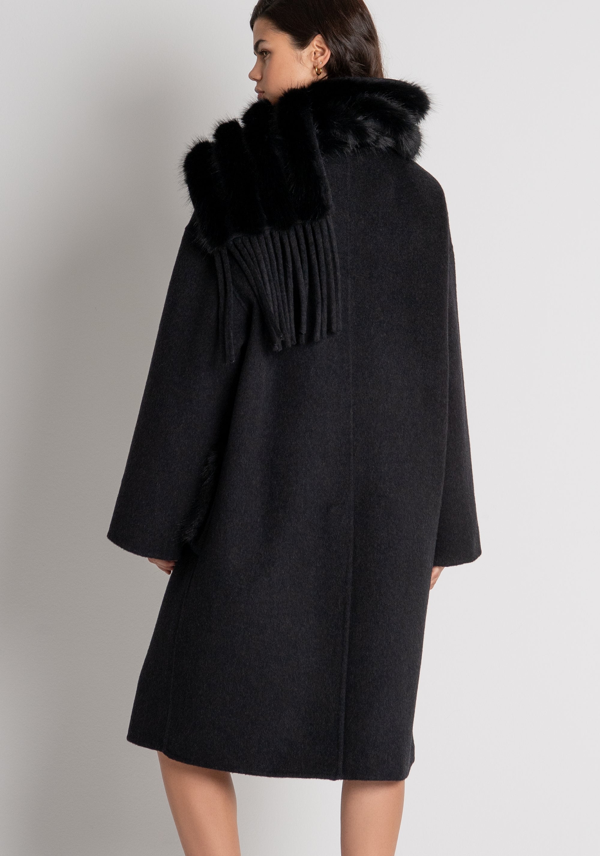 Cappotto regular lungo in lana con inserti in finta pelliccia FQ26WC1002W85601 FRACOMINA