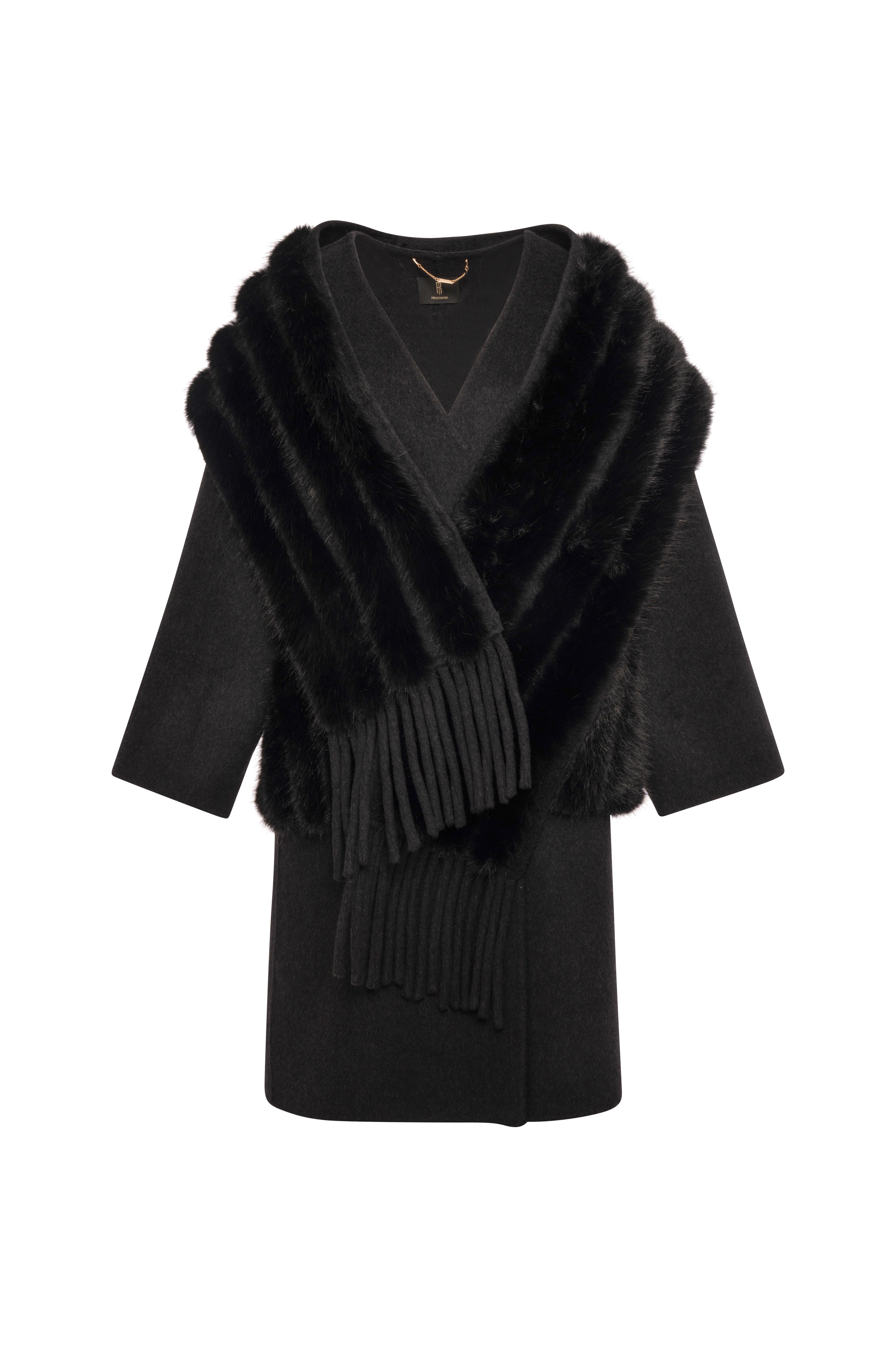 Cappotto regular lungo in lana con inserti in finta pelliccia FQ26WC1002W85601 FRACOMINA
