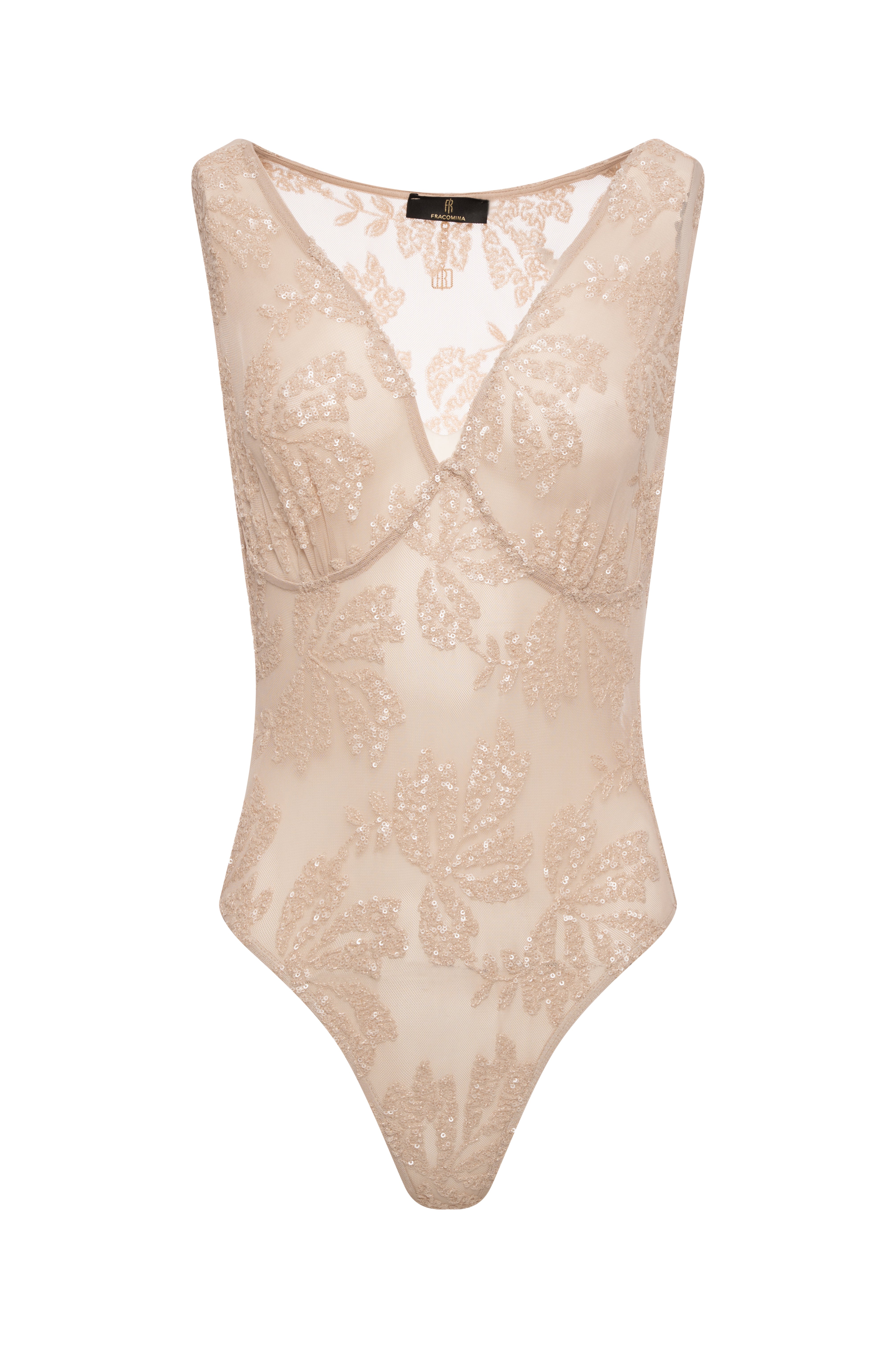 Body senza maniche slim con ricami FRACOMINA — immagine 1 di 2
