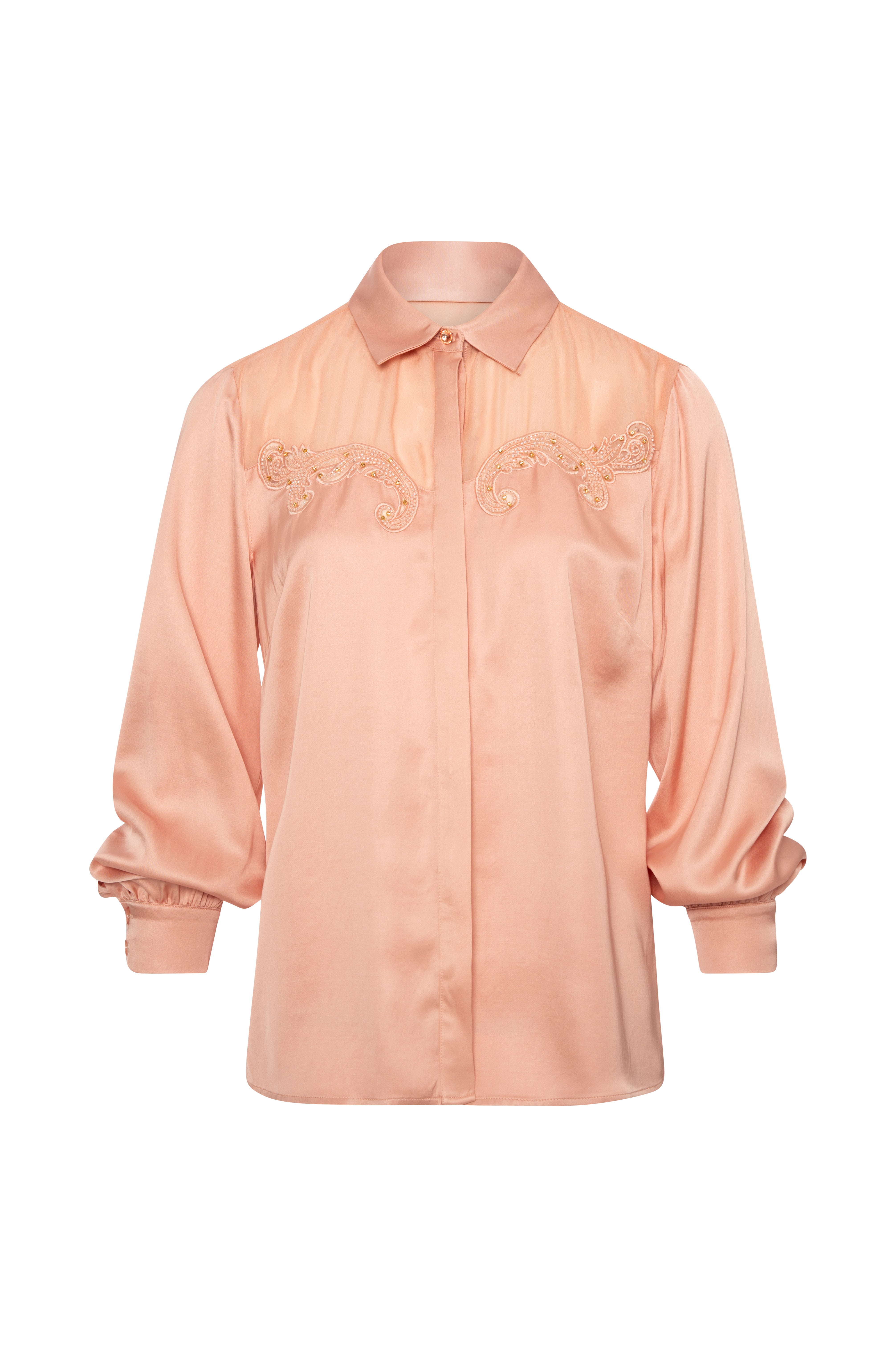 Camicia regular in raso con ricami FQ26WT6002W739E5-K29 Fracomina