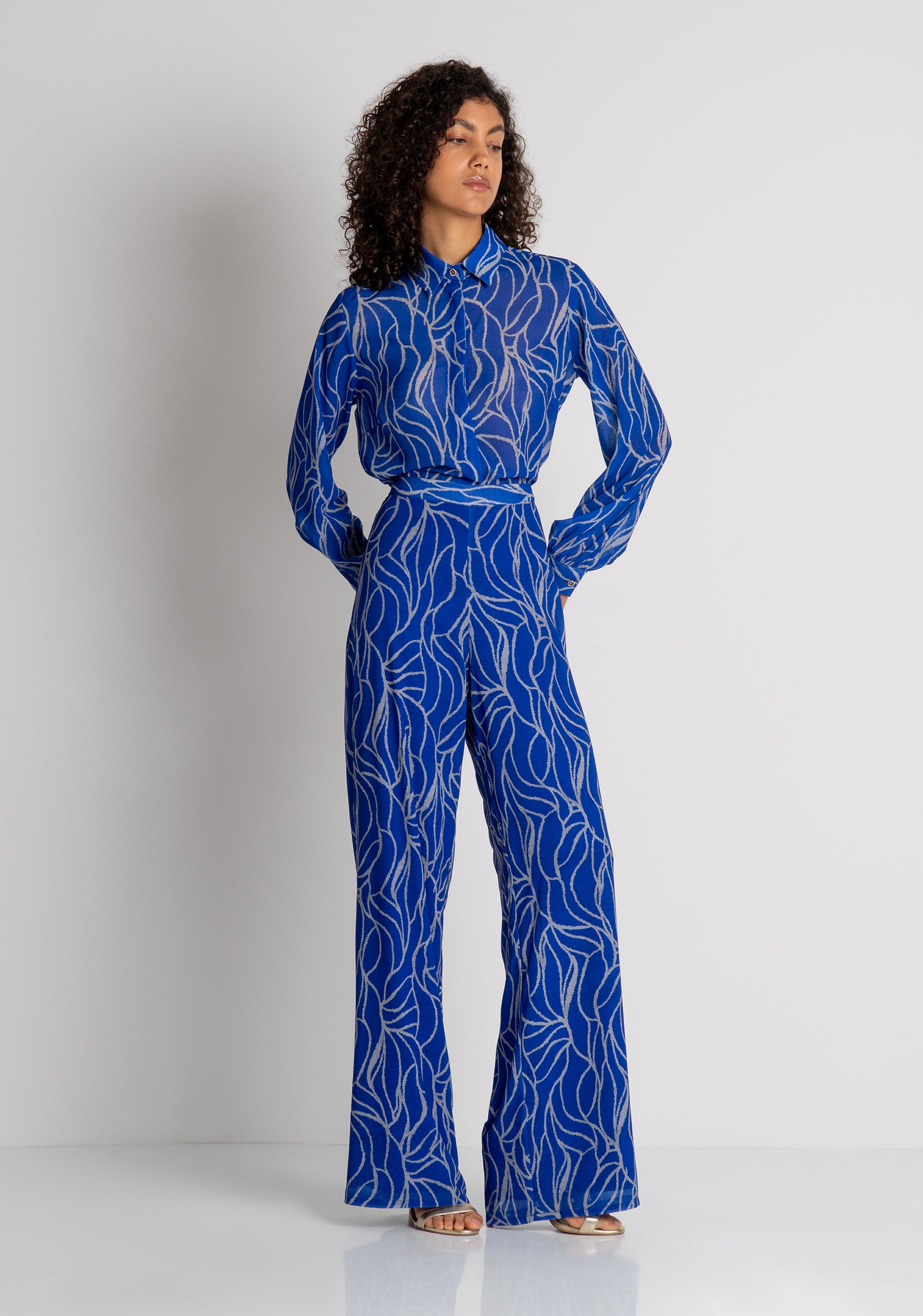 Pantalone wide a palazzo in fantasia FQ26WV3006W412K5 FRACOMINA