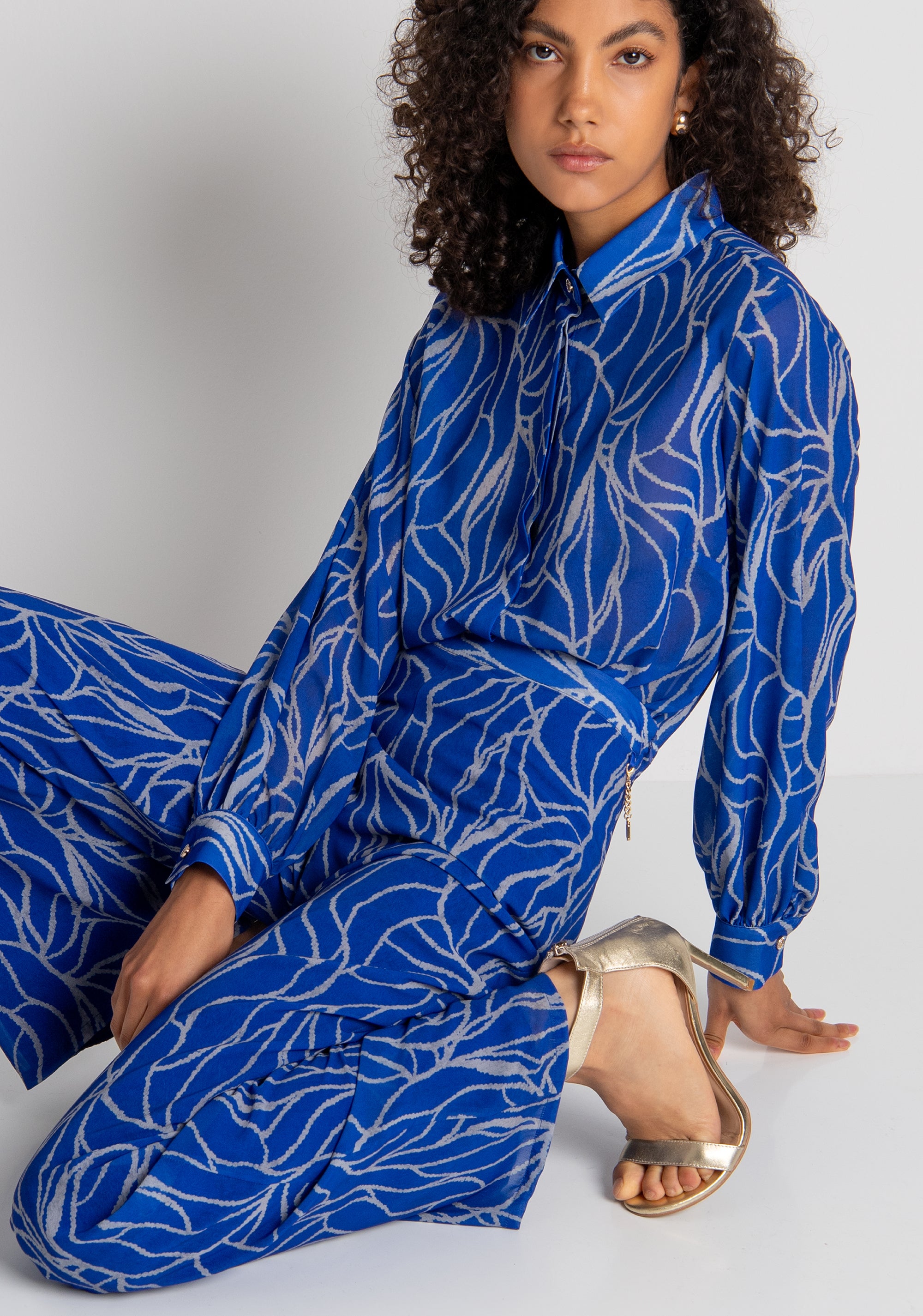 Pantalone wide a palazzo in fantasia FQ26WV3006W412K5 FRACOMINA