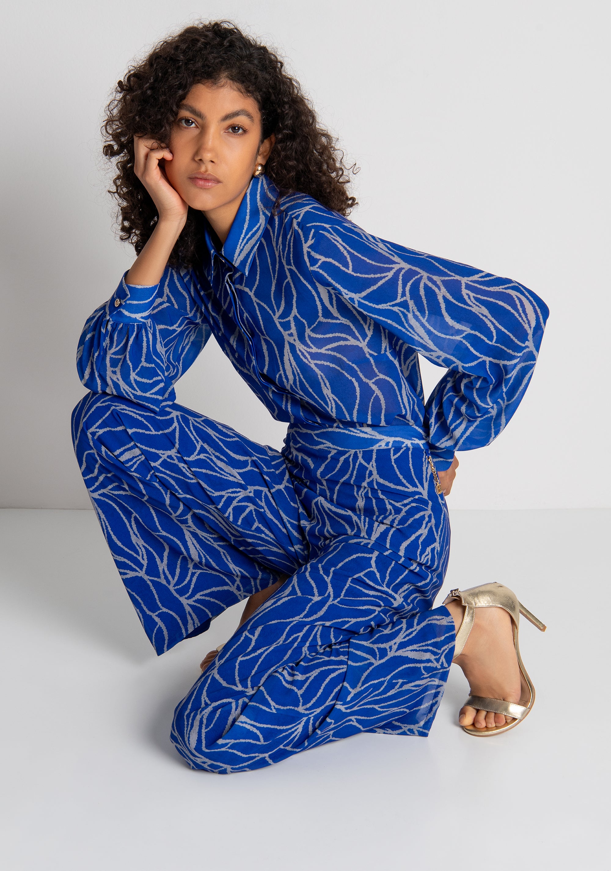 Pantalone wide a palazzo in fantasia FQ26WV3006W412K5 FRACOMINA